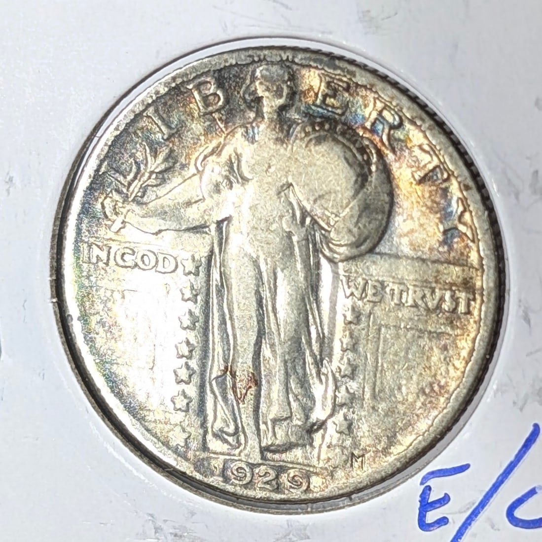 1929 Silver Standing Liberty Quarter - Toned: Silver