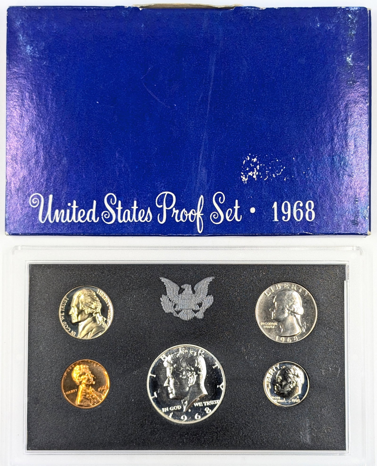 1968 US Mint Proof Set w/ Silver JFK Half: 40% Silver