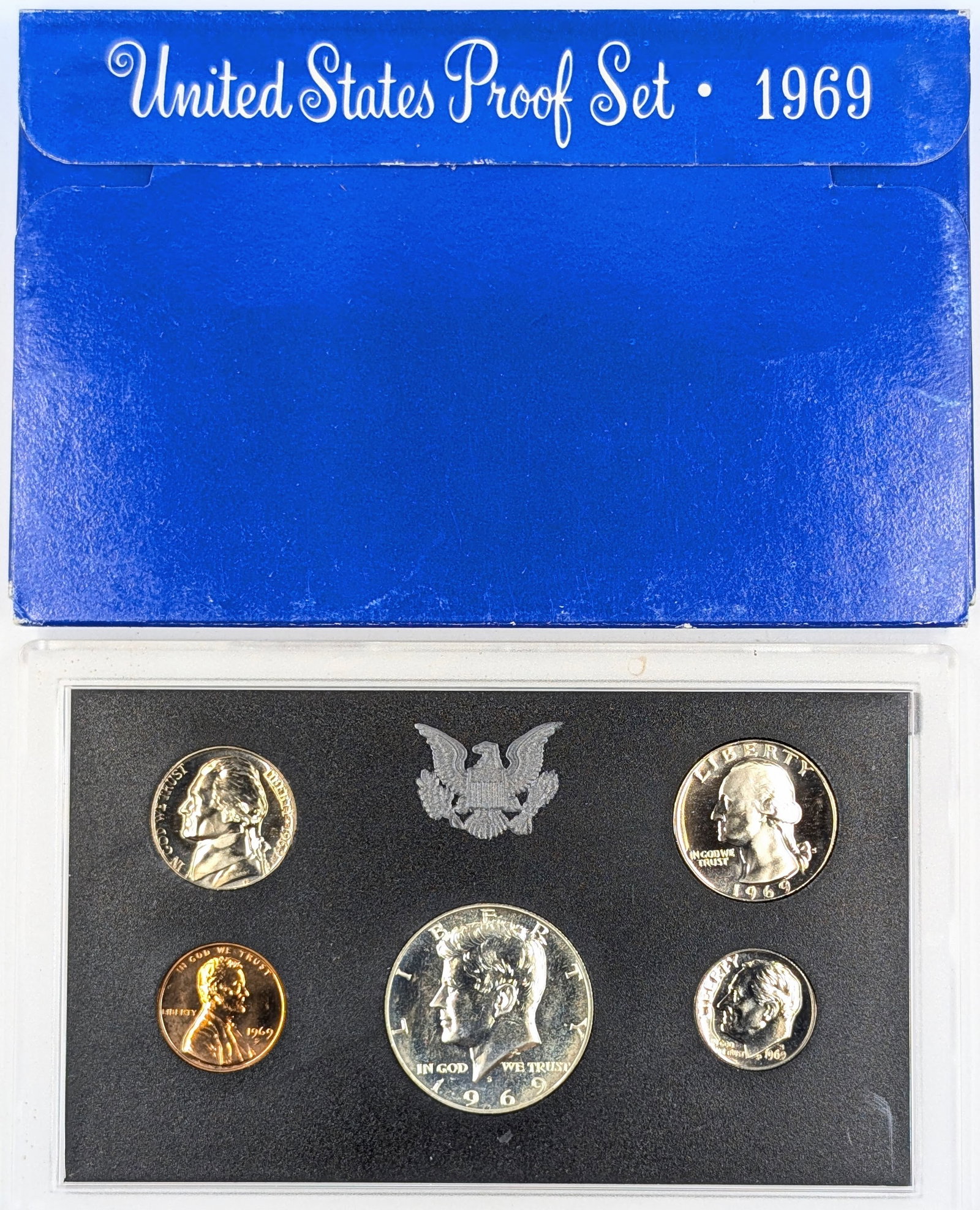 1969 US Mint Proof Set w/ Silver JFK Half: 40% Silver