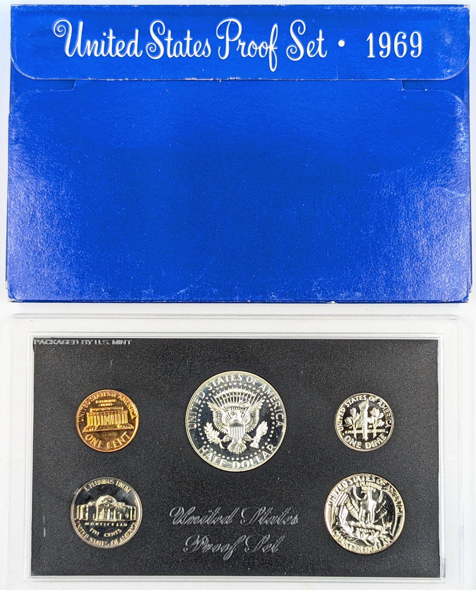 1969 US Mint Proof Set w/ Silver JFK Half - 2