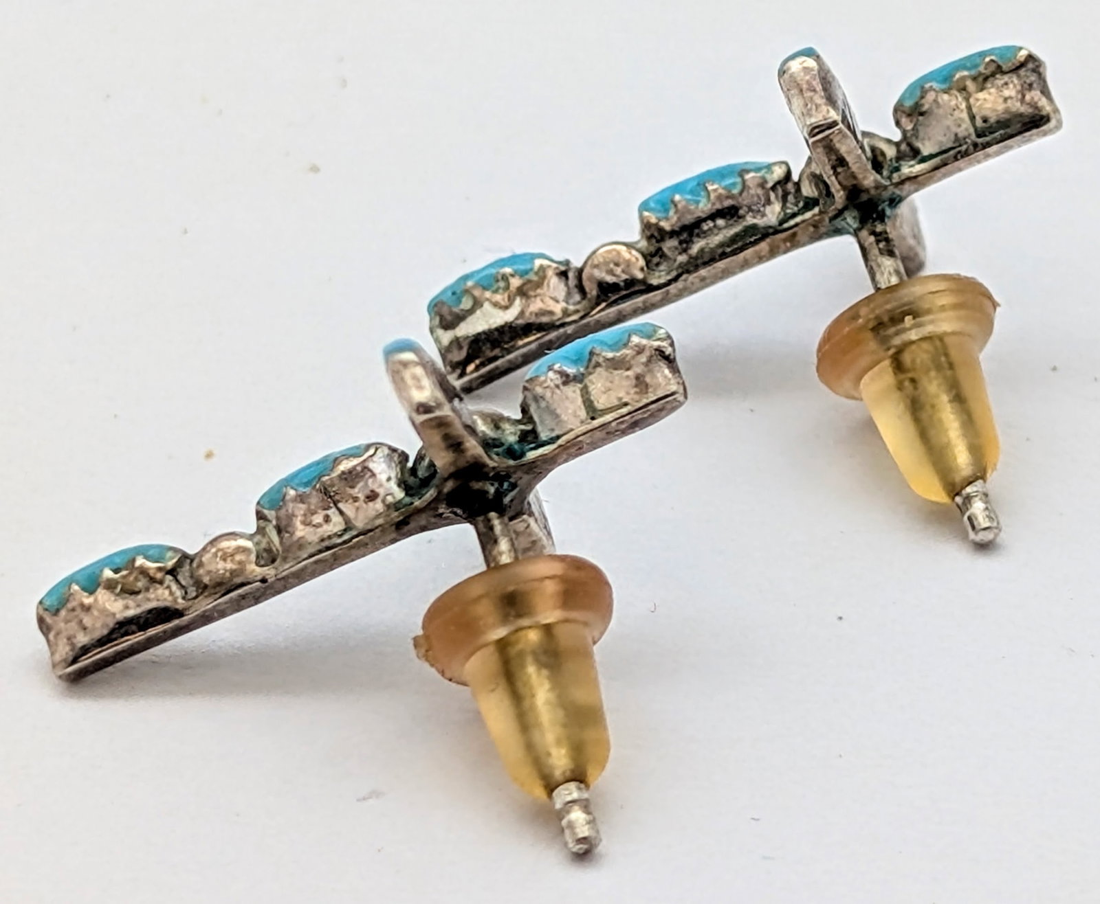 Sterling Silver Turquoise Cross Stud Earrings - 2
