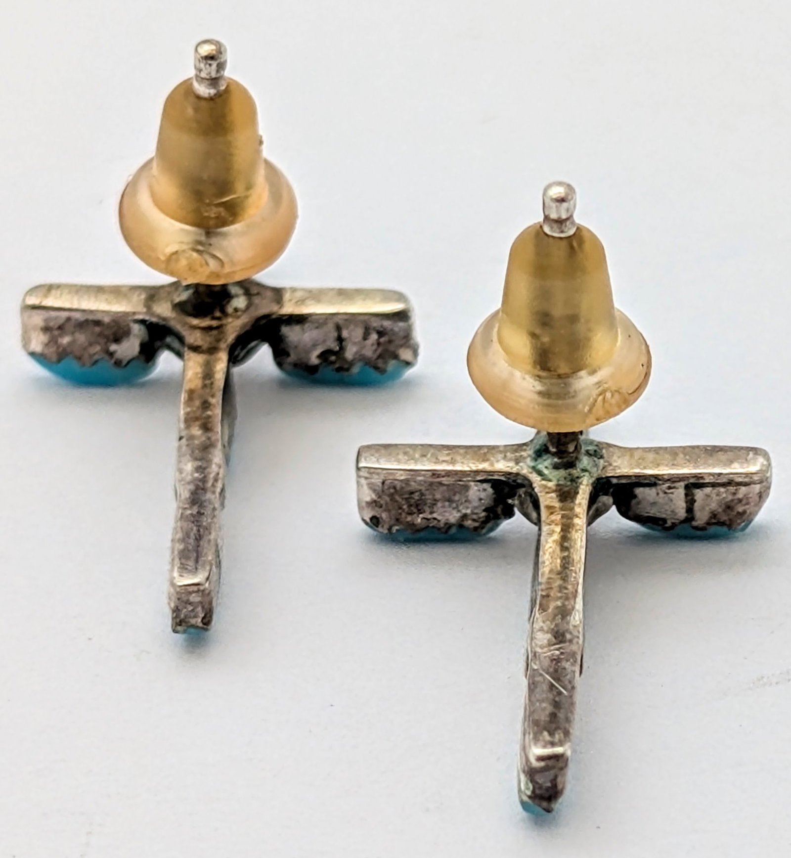 Sterling Silver Turquoise Cross Stud Earrings - 4