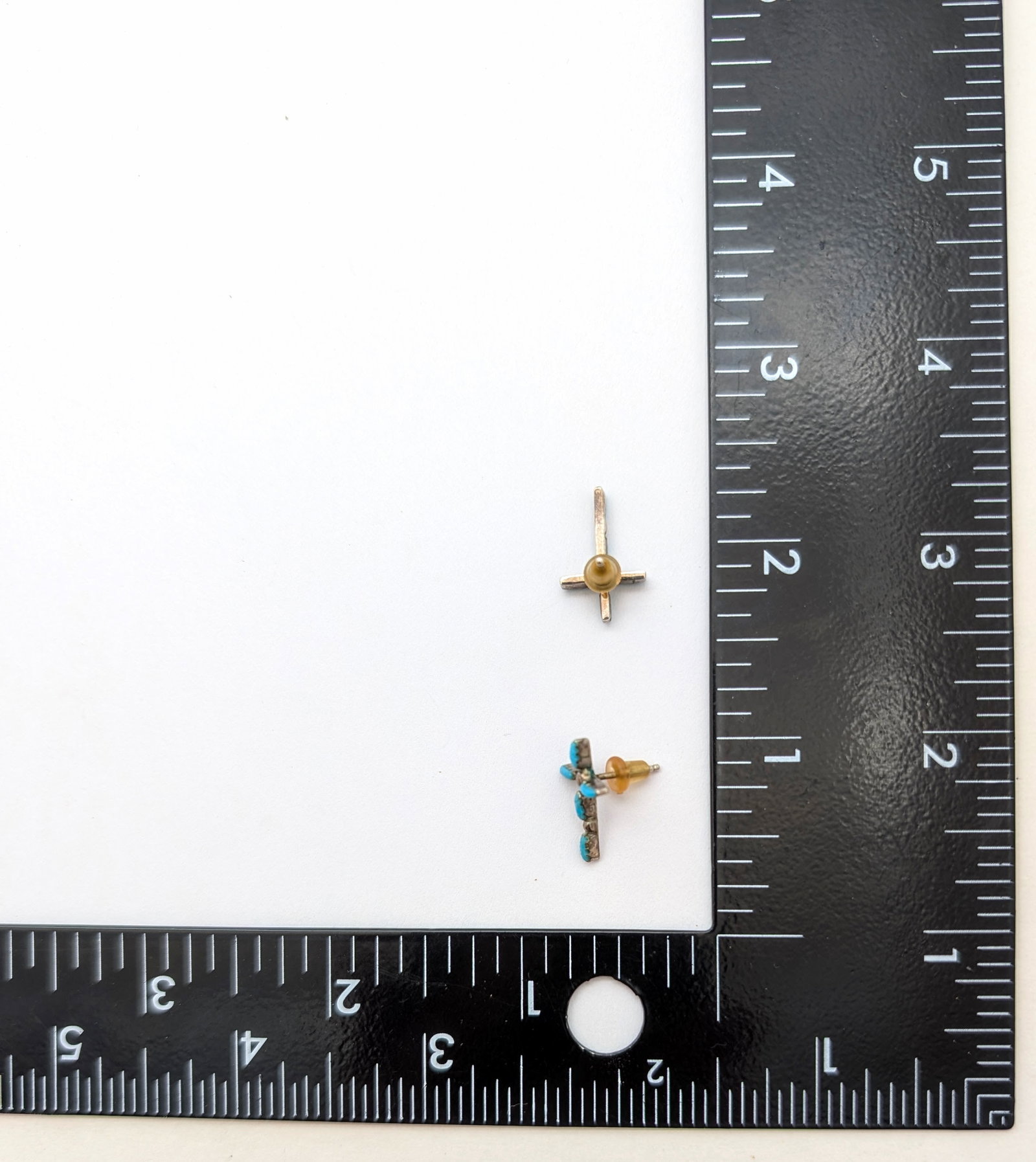 Sterling Silver Turquoise Cross Stud Earrings - 5