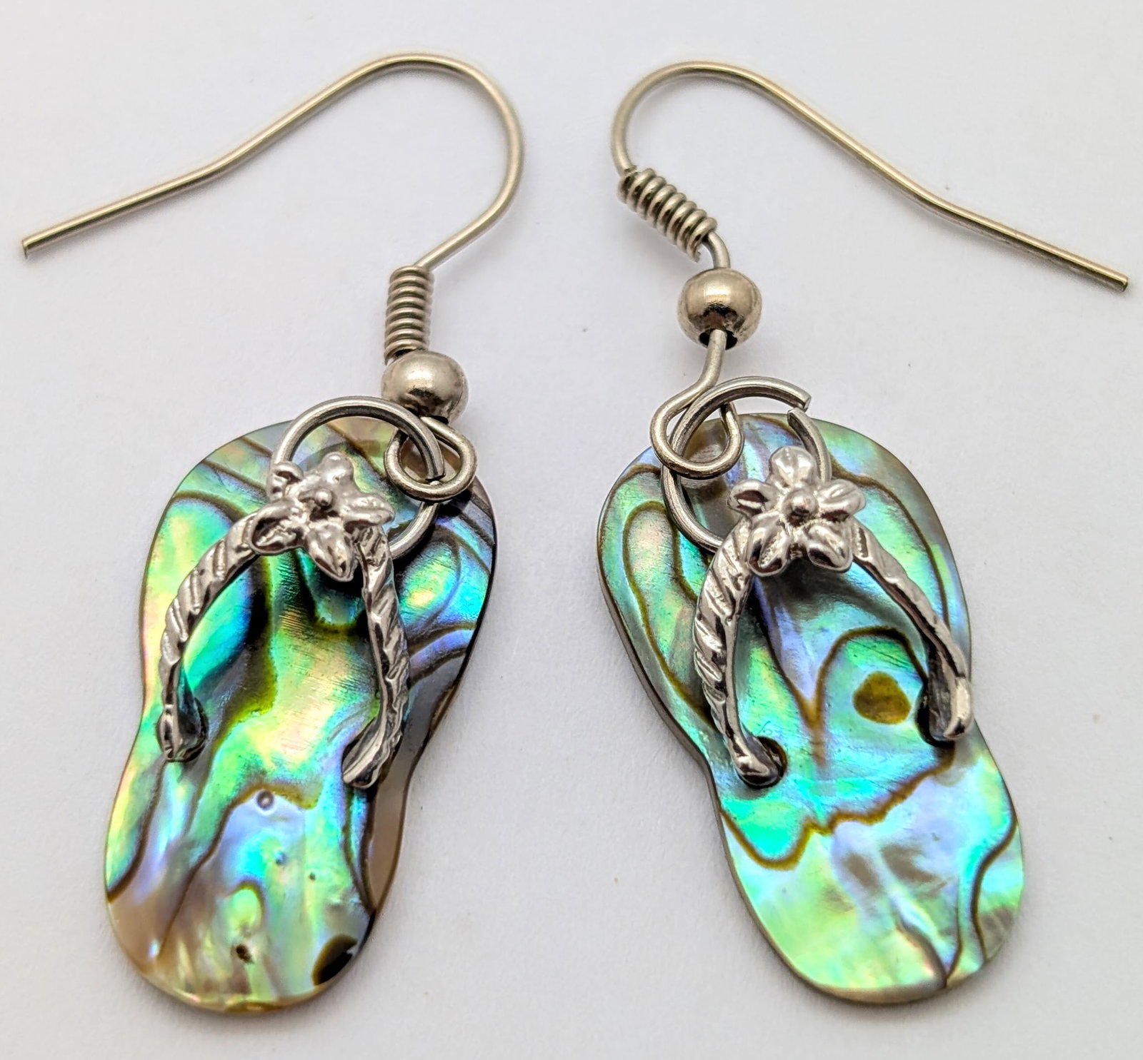 Abalone Shell Flip Flop Dangle Earrings: Jewelry