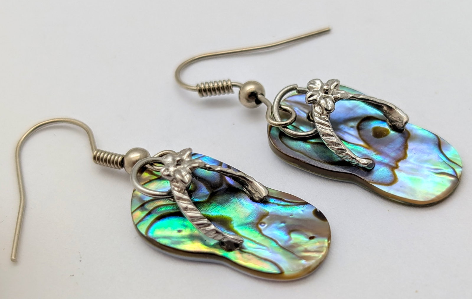 Abalone Shell Flip Flop Dangle Earrings - 2
