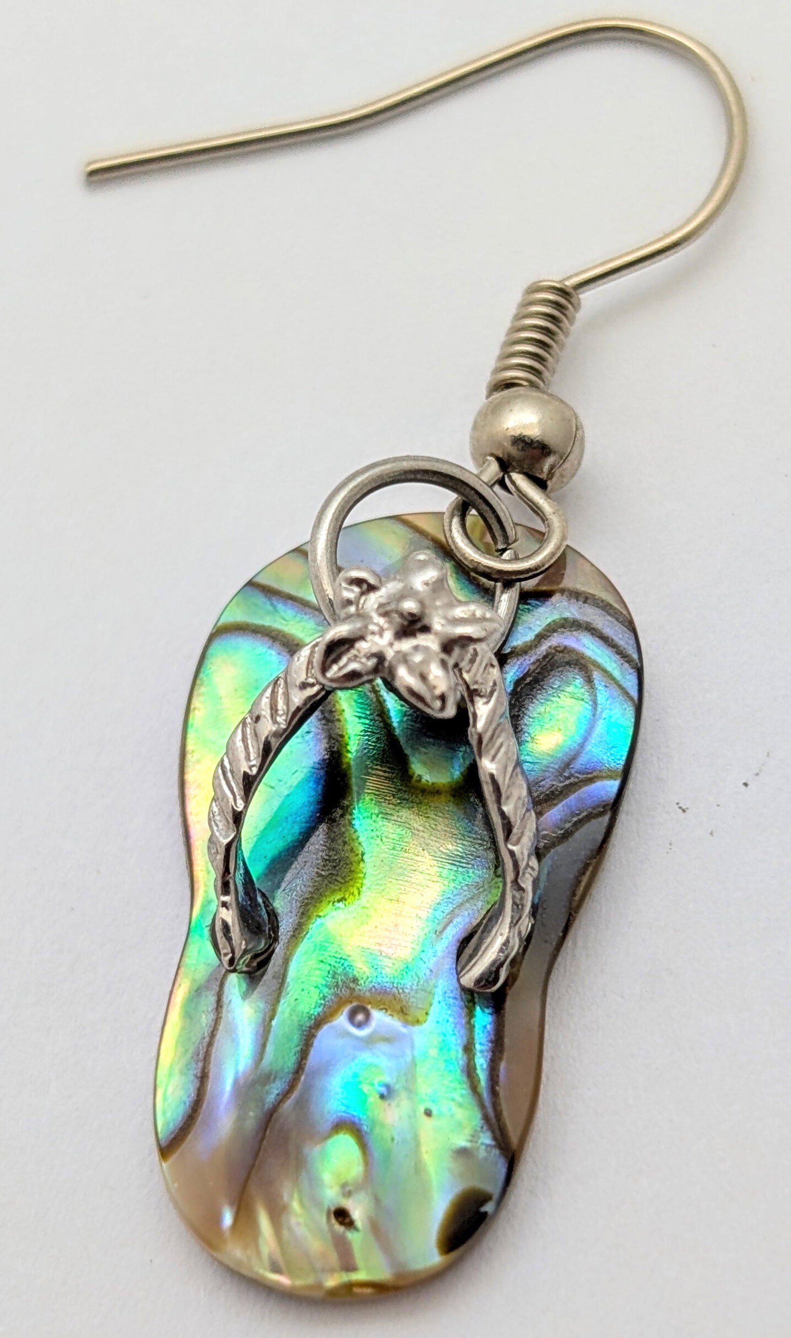 Abalone Shell Flip Flop Dangle Earrings - 3
