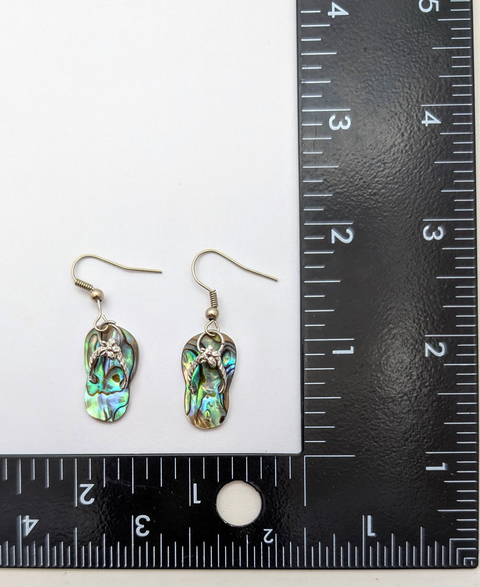 Abalone Shell Flip Flop Dangle Earrings - 5