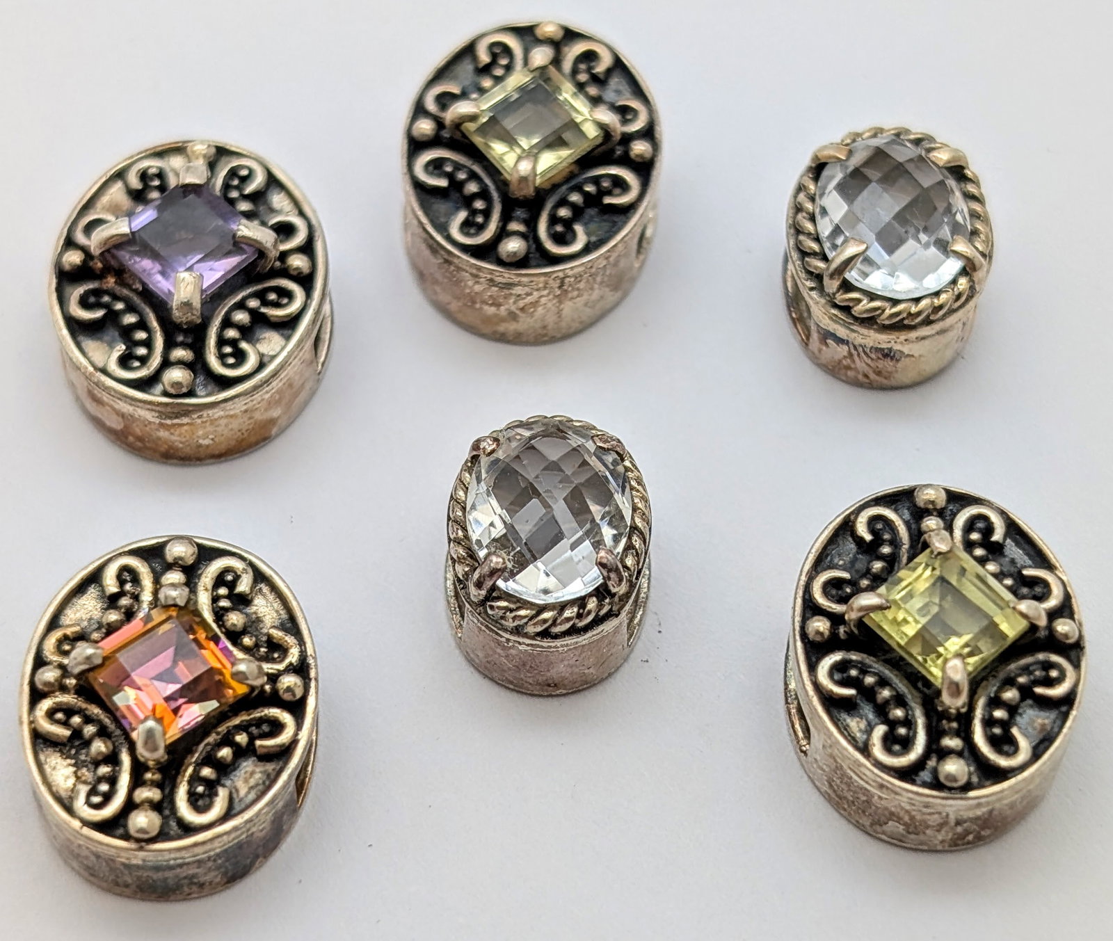 Lot of 6 Lori Bonn Sterling Silver Rhinestone Beads - 18.77g (1 of 9)
