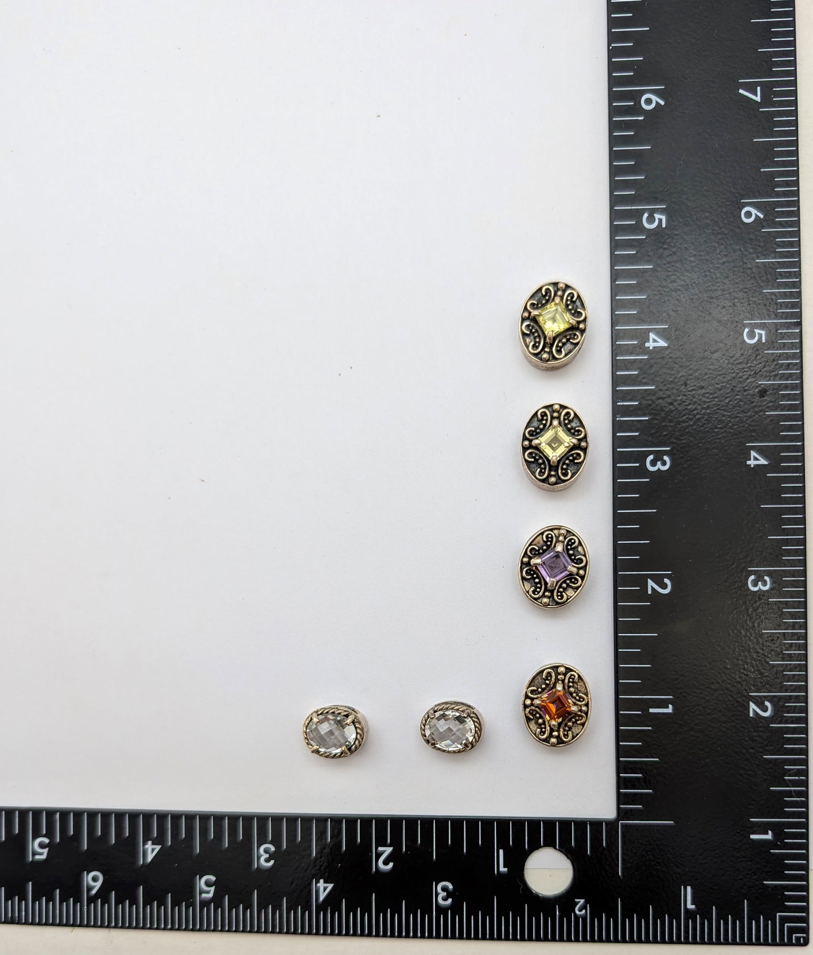 Lot of 6 Lori Bonn Sterling Silver Rhinestone Beads - 18.77g - 9