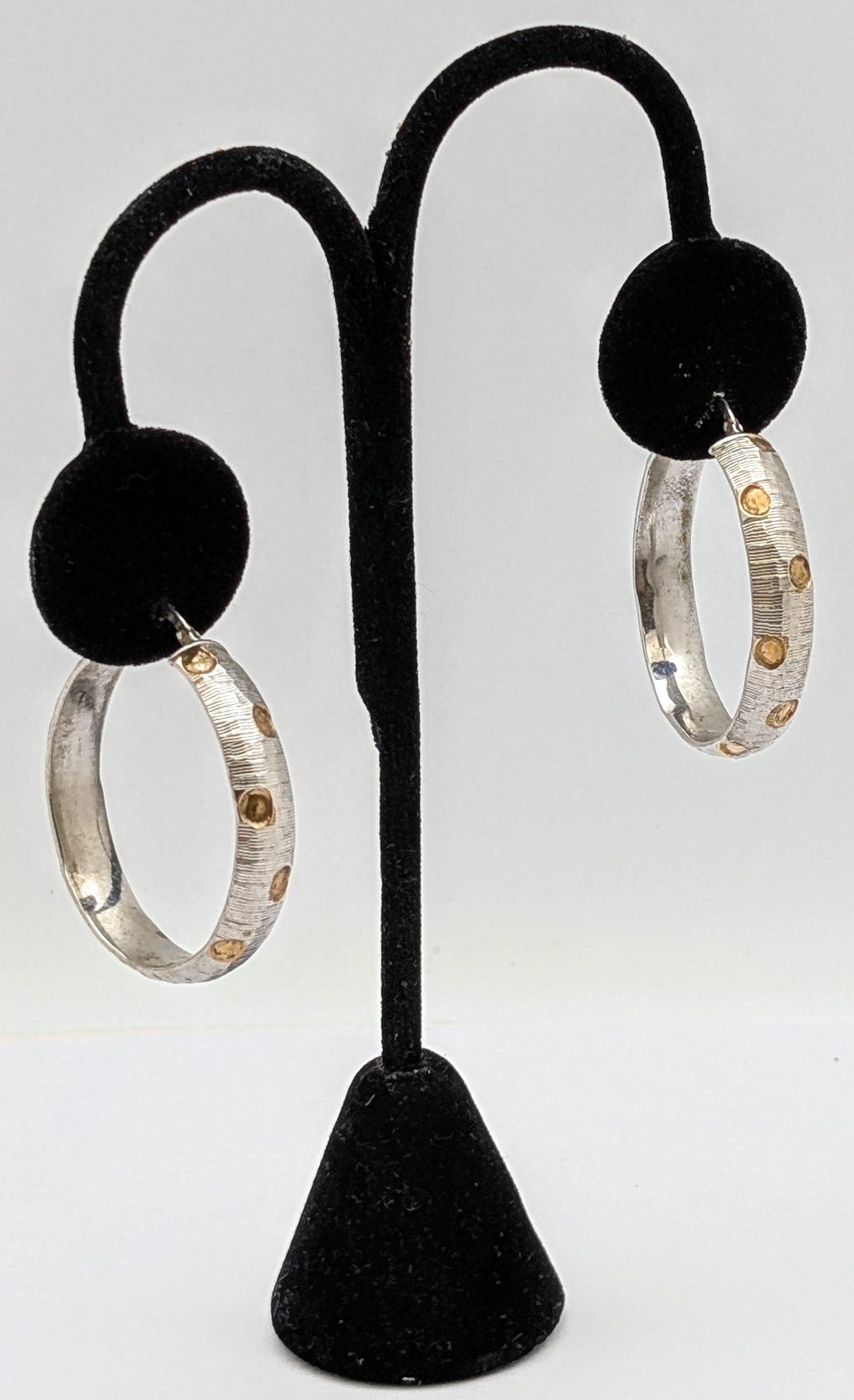 Italian Sterling Silver Textured Hoop Earrings - 2