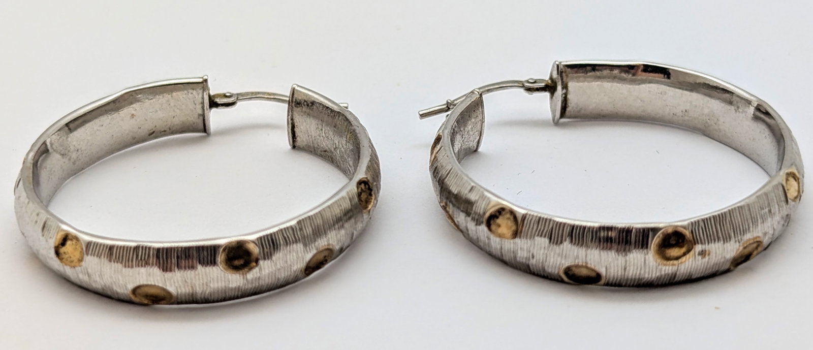 Italian Sterling Silver Textured Hoop Earrings - 3