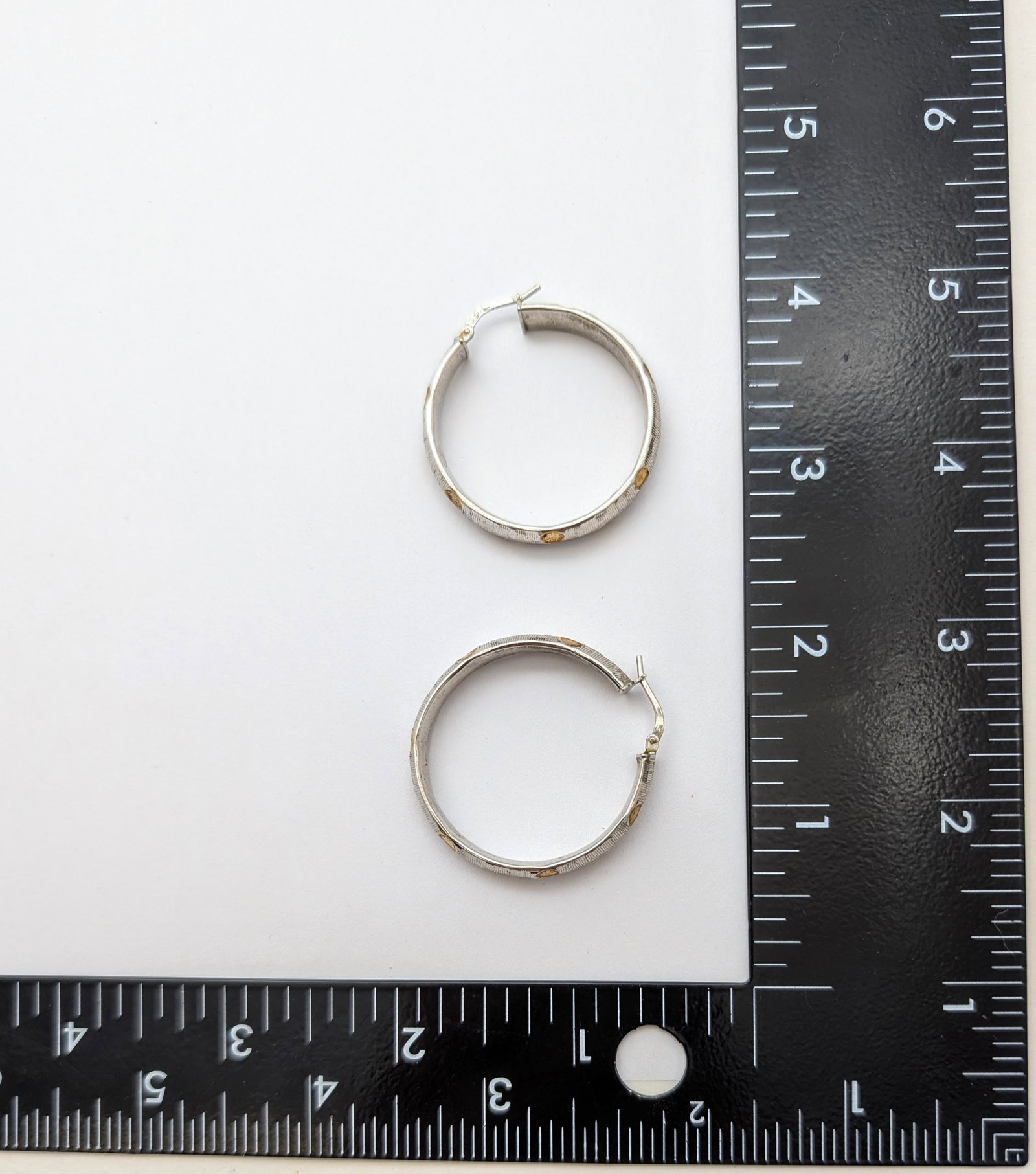 Italian Sterling Silver Textured Hoop Earrings - 5