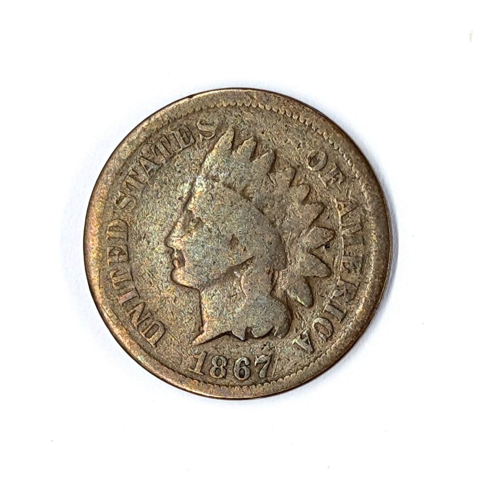 1867 Indian Head Cent - Semi-Key Date: Coin