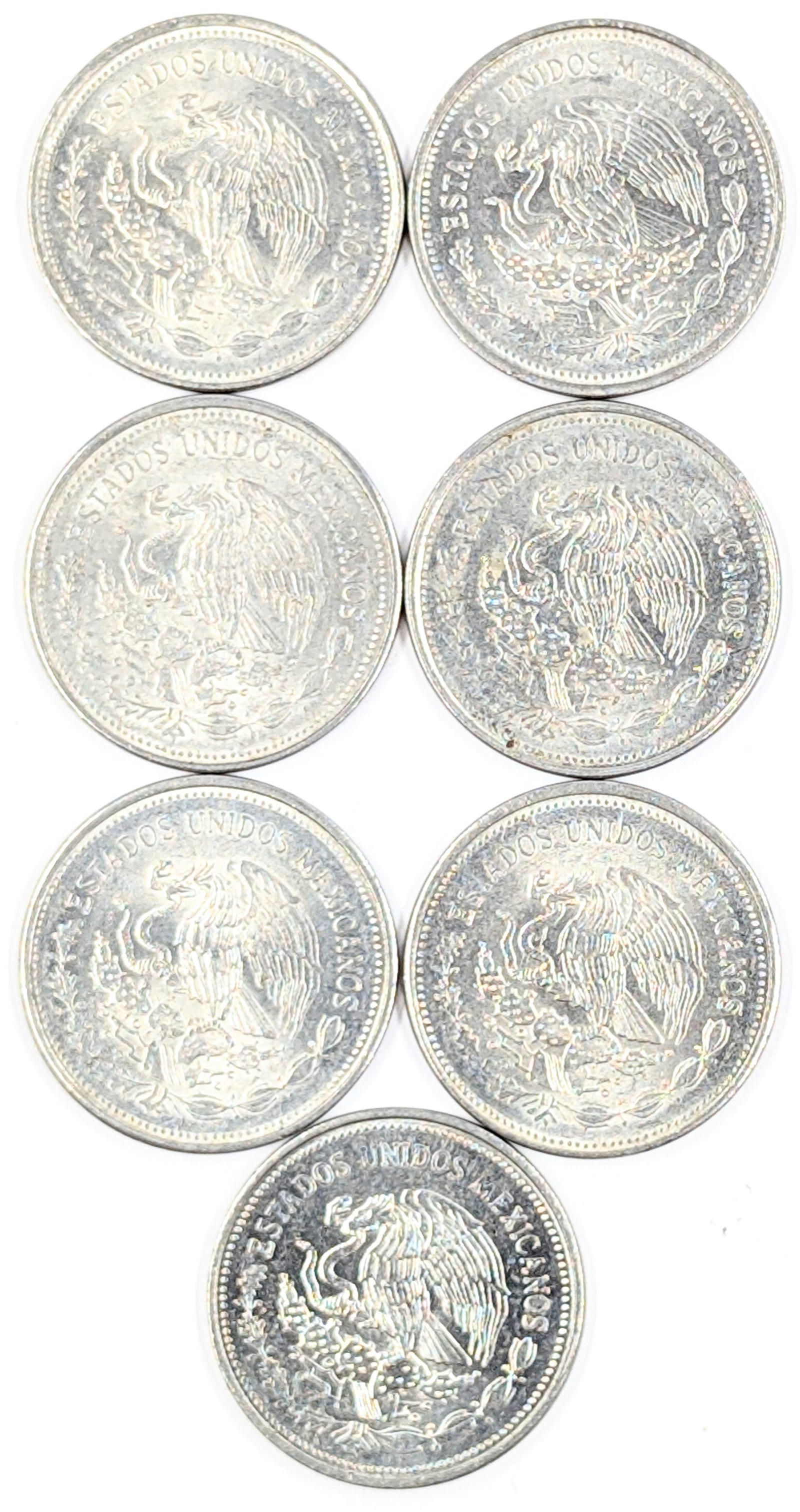 Lot of 7 1986 Mexican 1 Peso Coins - 2