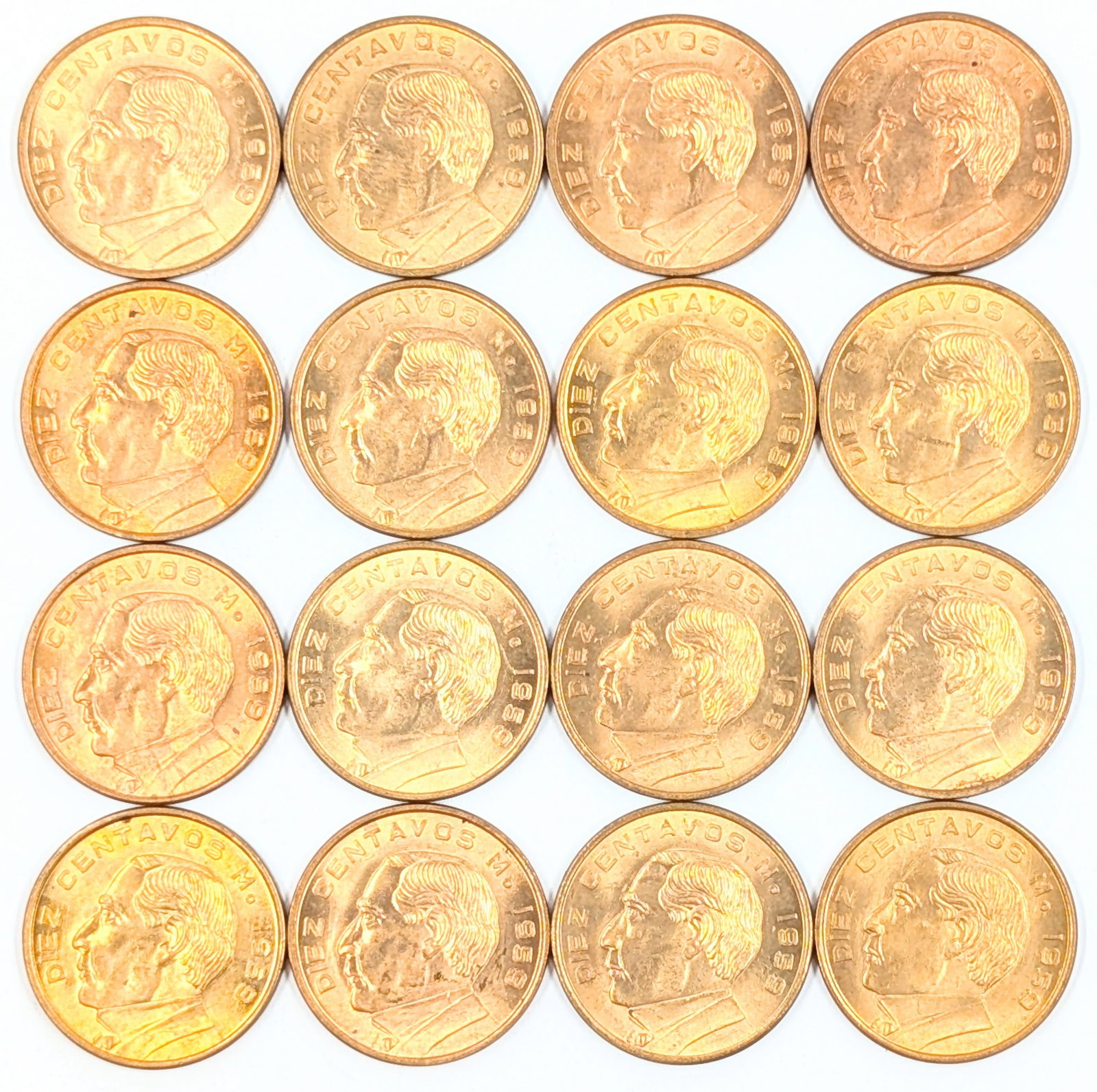 Lot of 16 1959 Mexican 10 Centavos Coins (1 of 2)