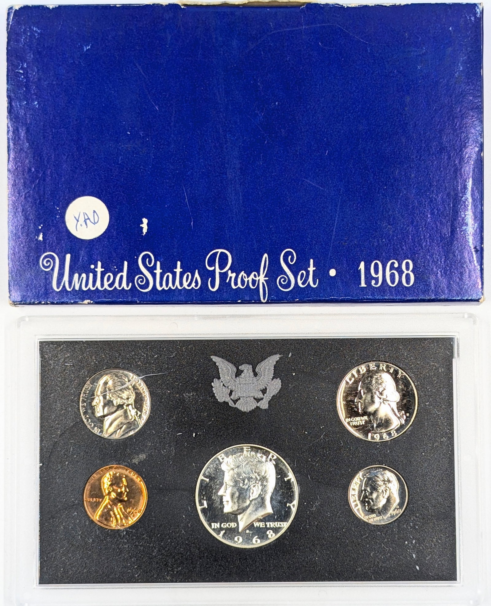 1968 US Mint Proof Set w/ Silver JFK Half: 40% Silver