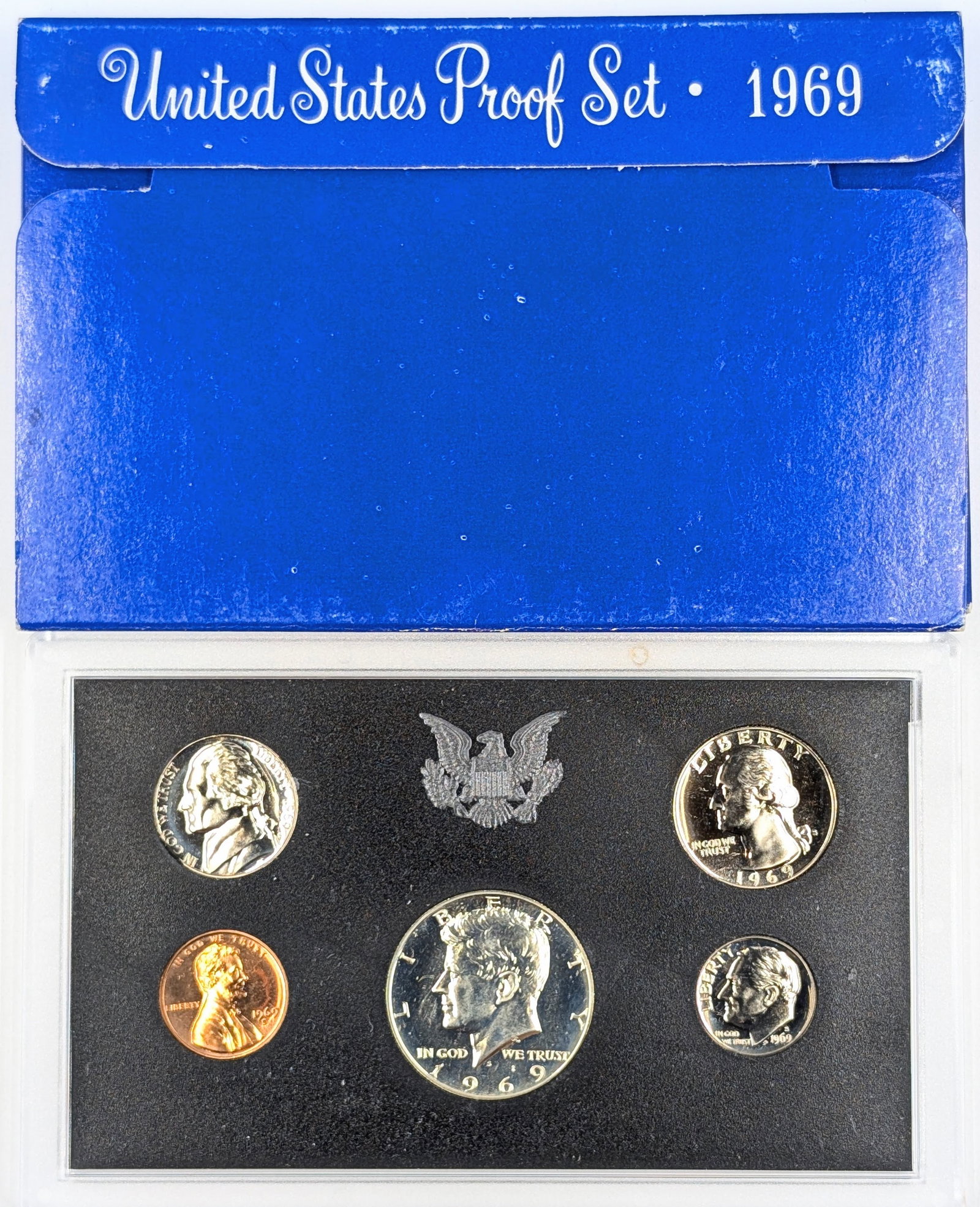 1969 US Mint Proof Set w/ Silver JFK Half: 40% Silver