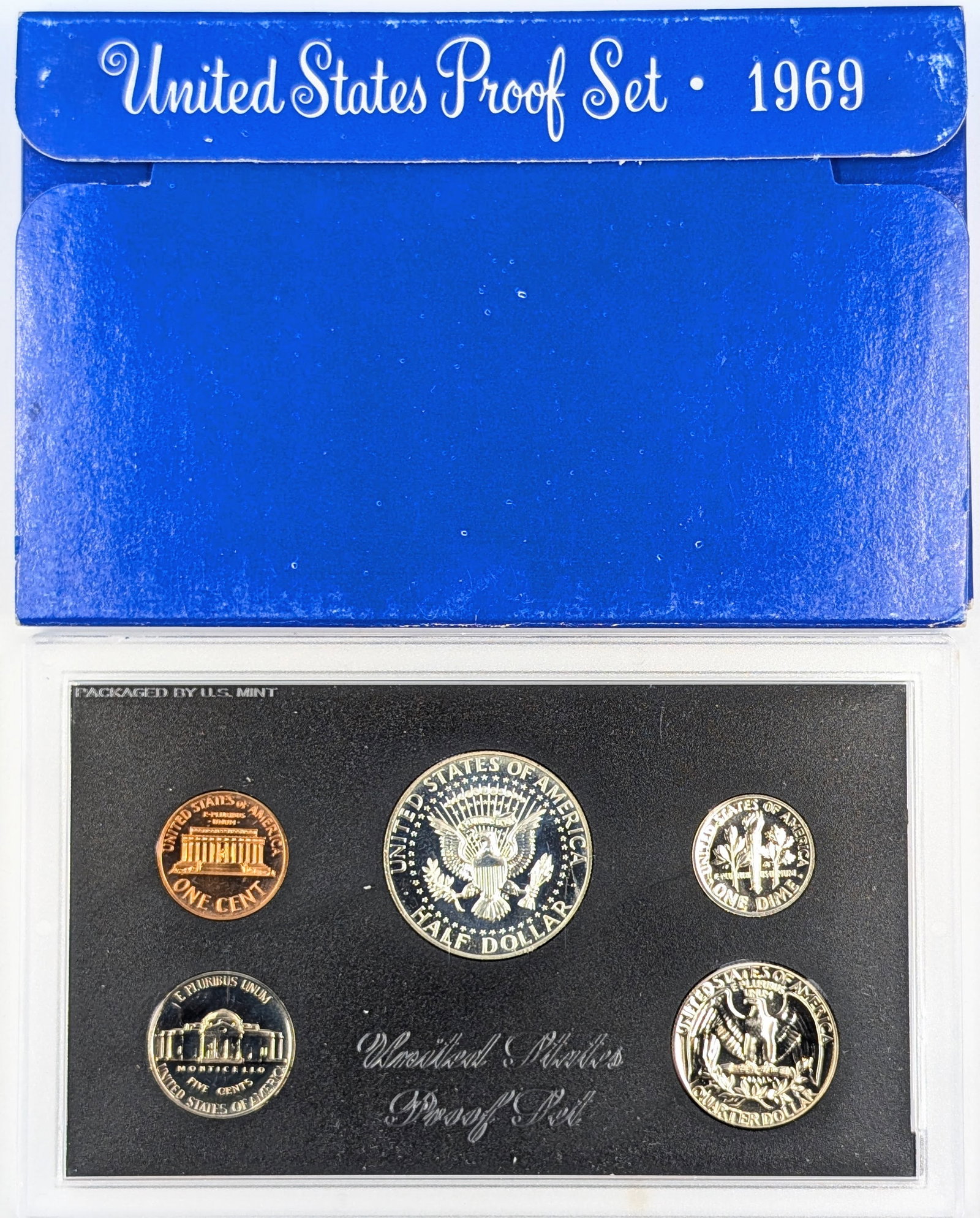 1969 US Mint Proof Set w/ Silver JFK Half - 2