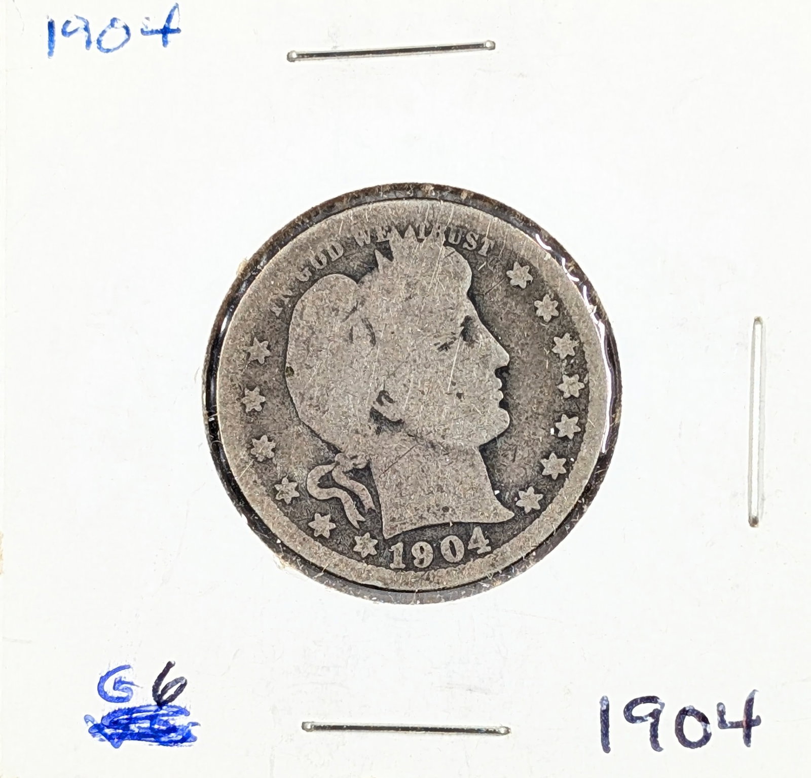 1904 Silver Barber Quarter: Silver