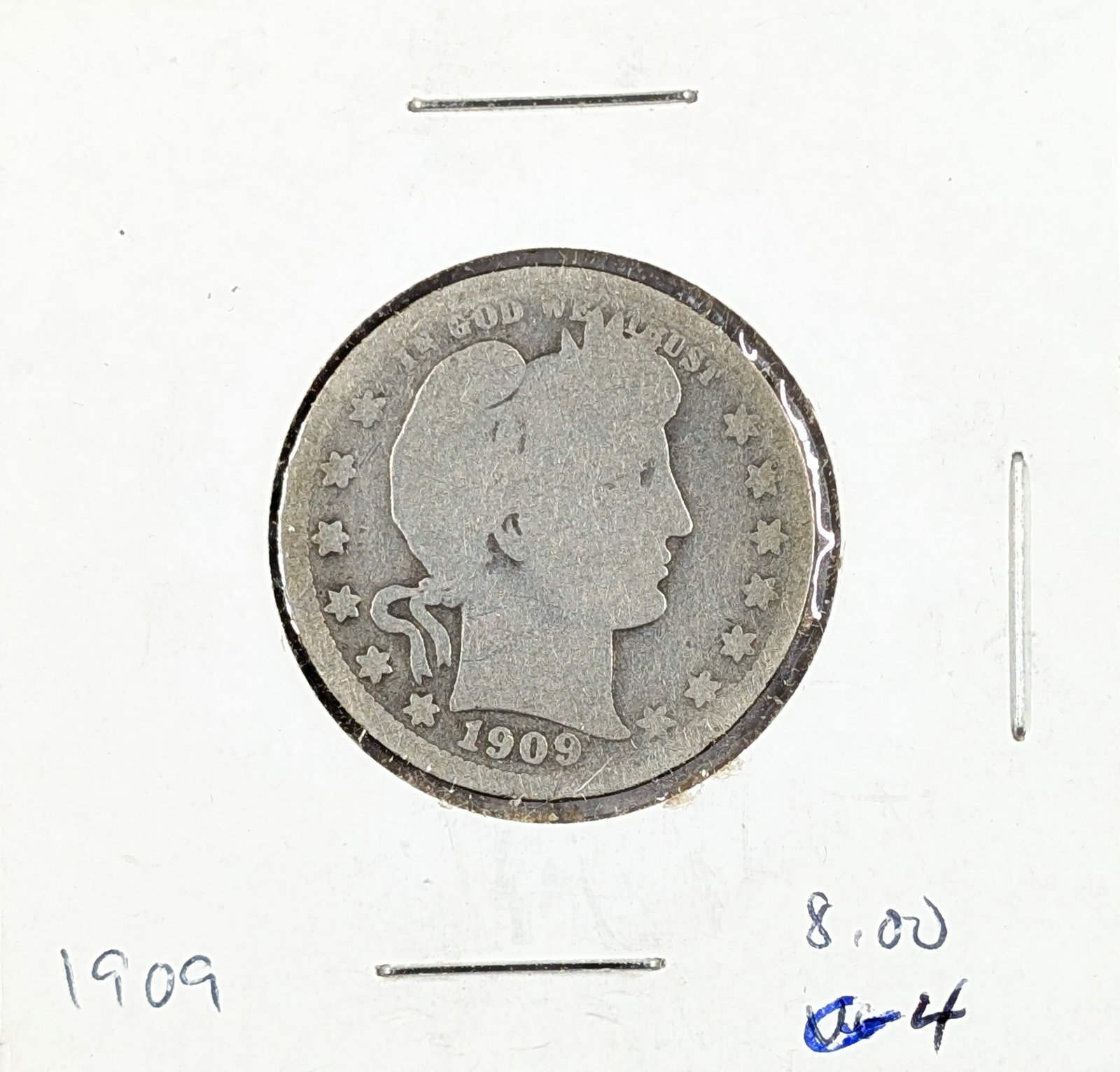 1909 Silver Barber Quarter (1 of 2)