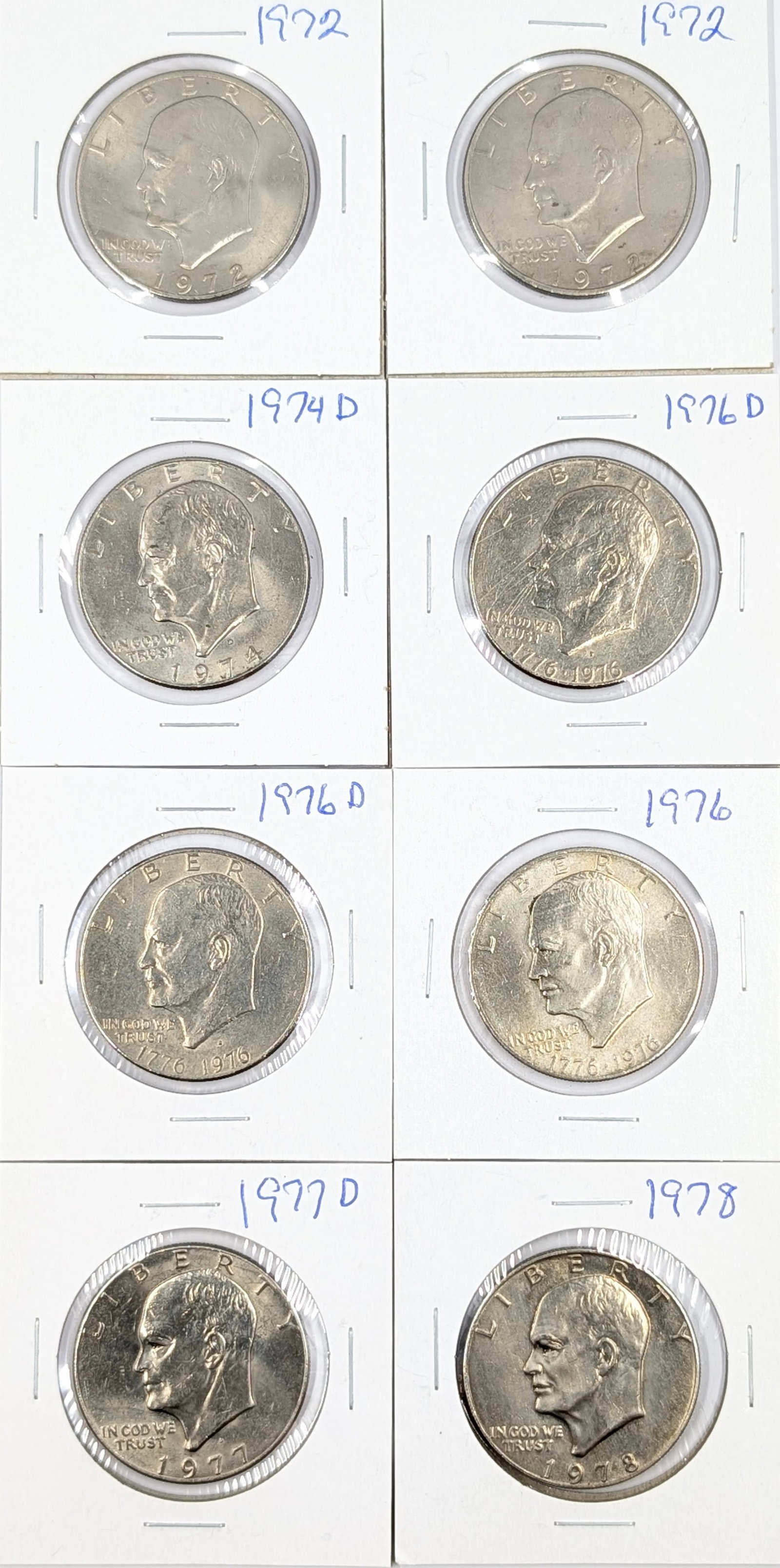 Lot of 8 Eisenhower "Ike" Dollars - 1972-1978 - Most Uncirculated (1 of 2)