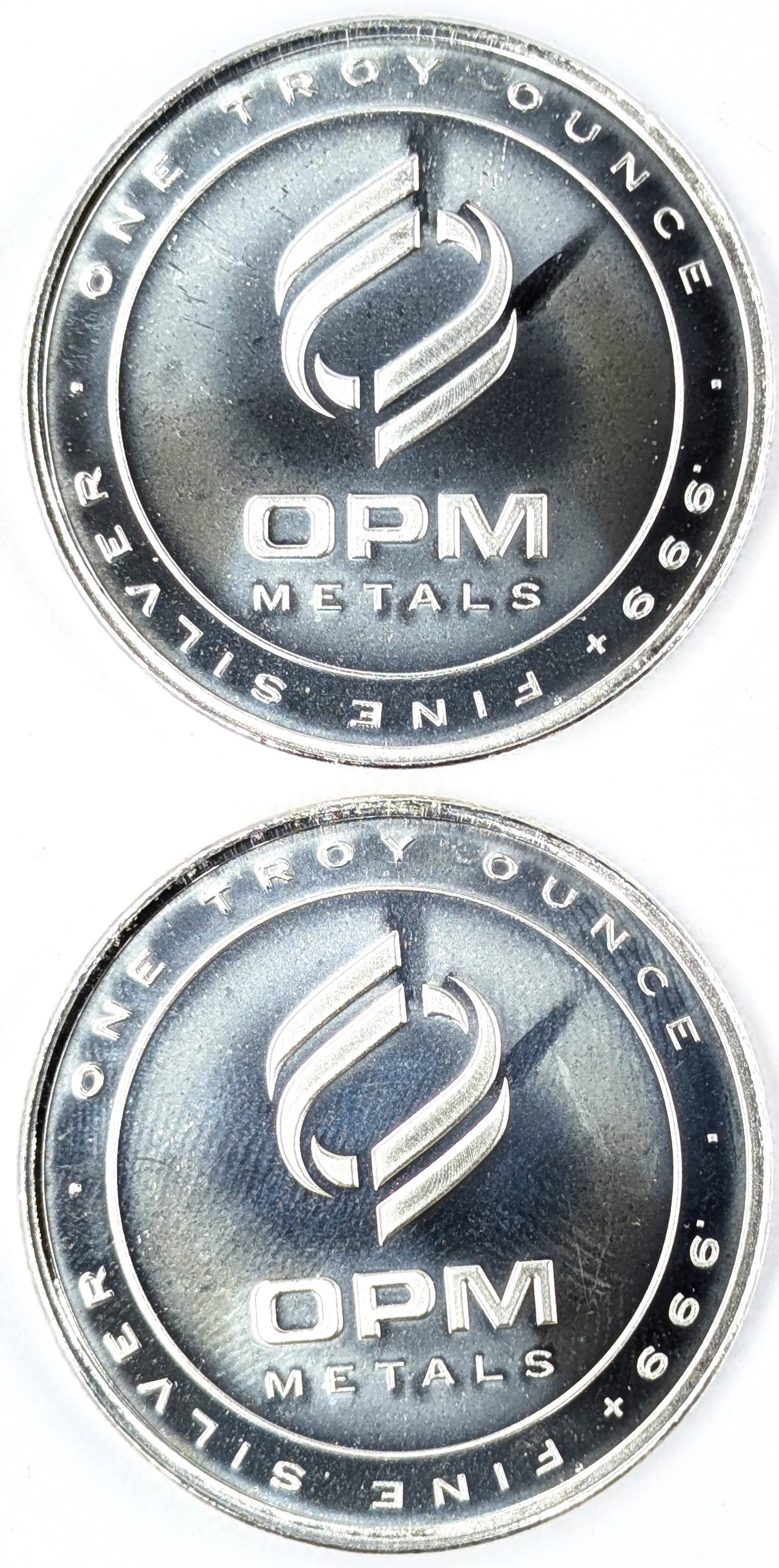 Lot of 2 - 1 Ounce (each) Fine .999 Silver Rounds - OPM: Silver
