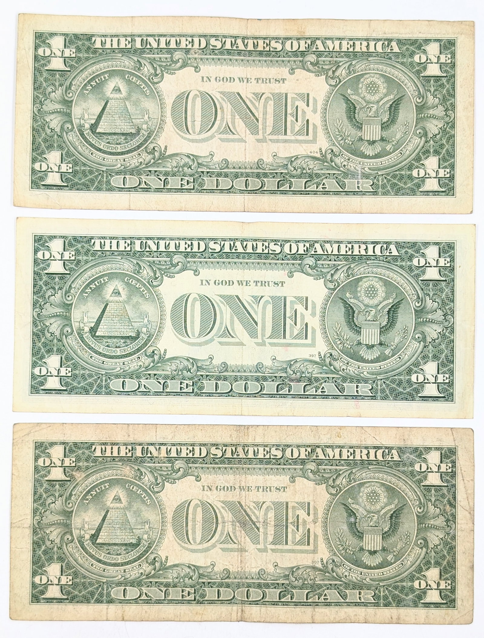 Lot of 3 - 1957 A/B $1 Notes - Silver Certificates - 2
