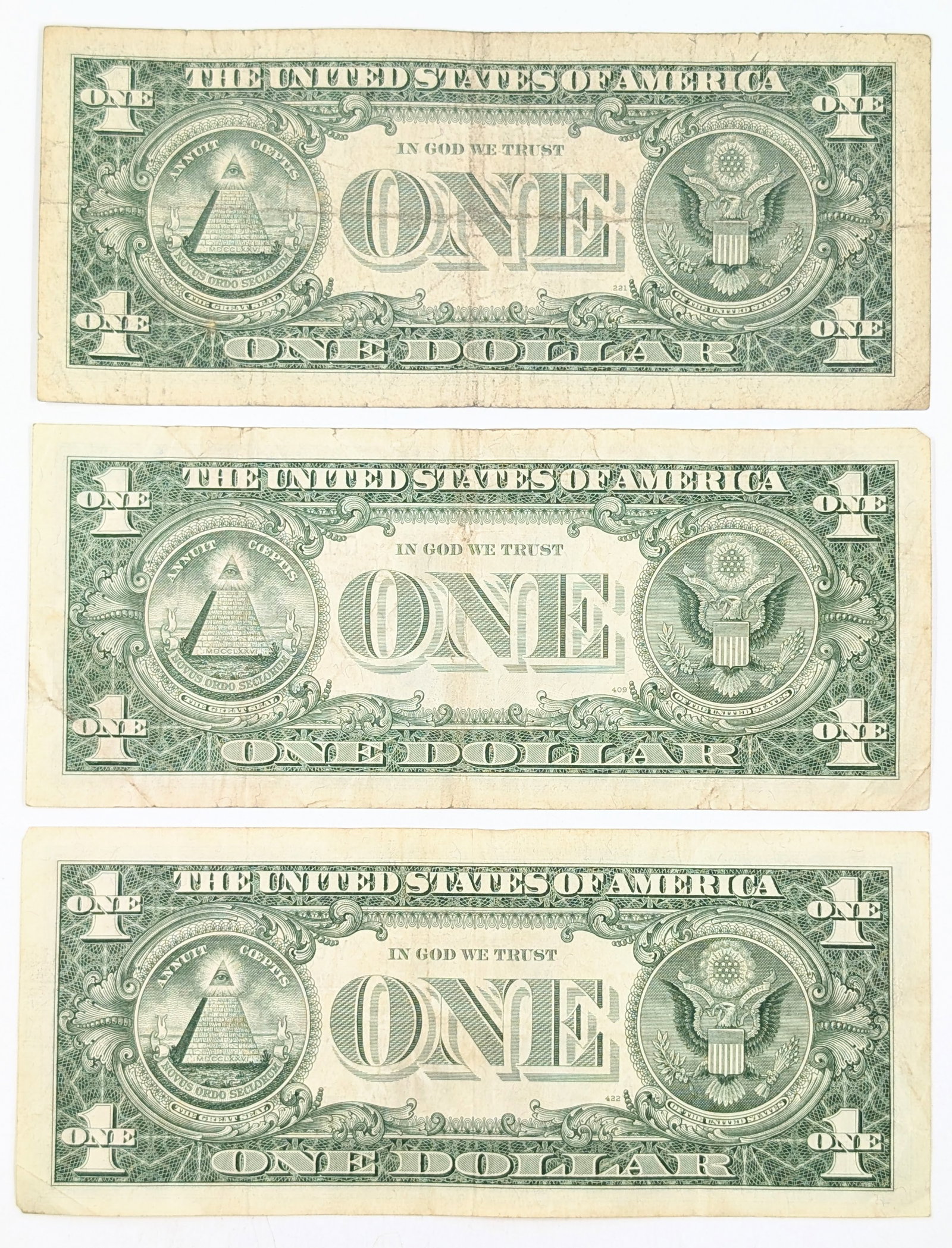 Lot of 3 - 1957 A/B $1 Notes - Silver Certificates - 2