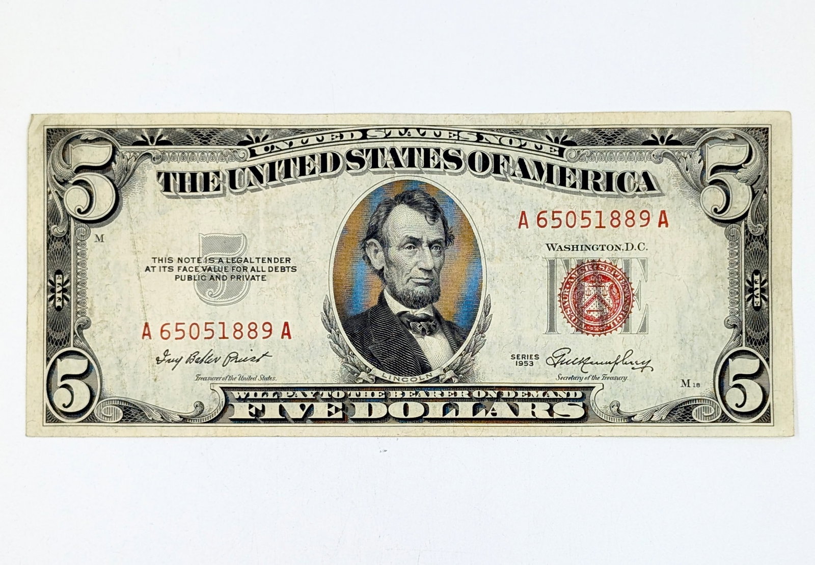 1953 $5 Note - Red Seal (1 of 2)