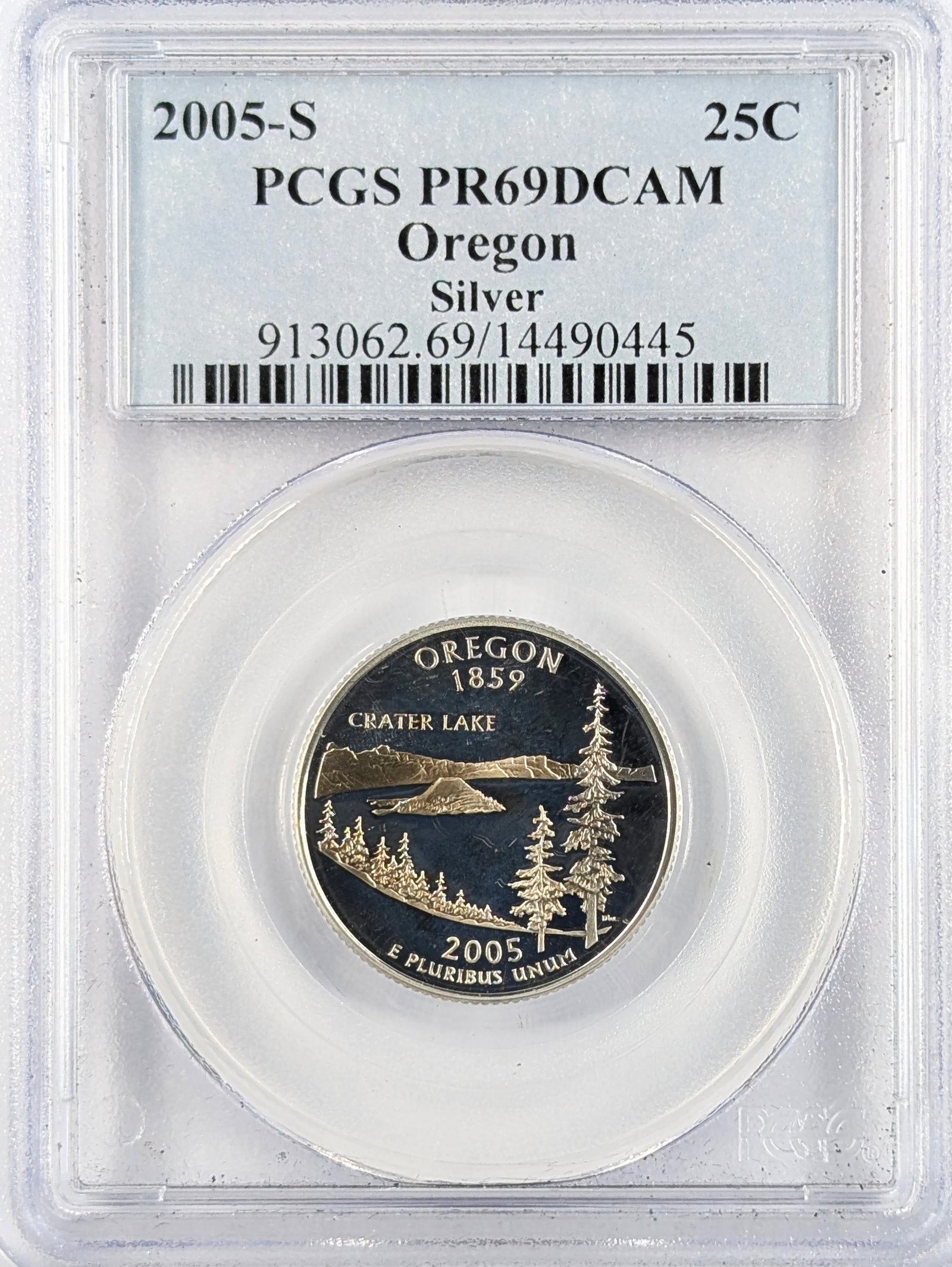 PCGS 2005-S PR69 DCAM Silver Oregon State Quarter: Silver