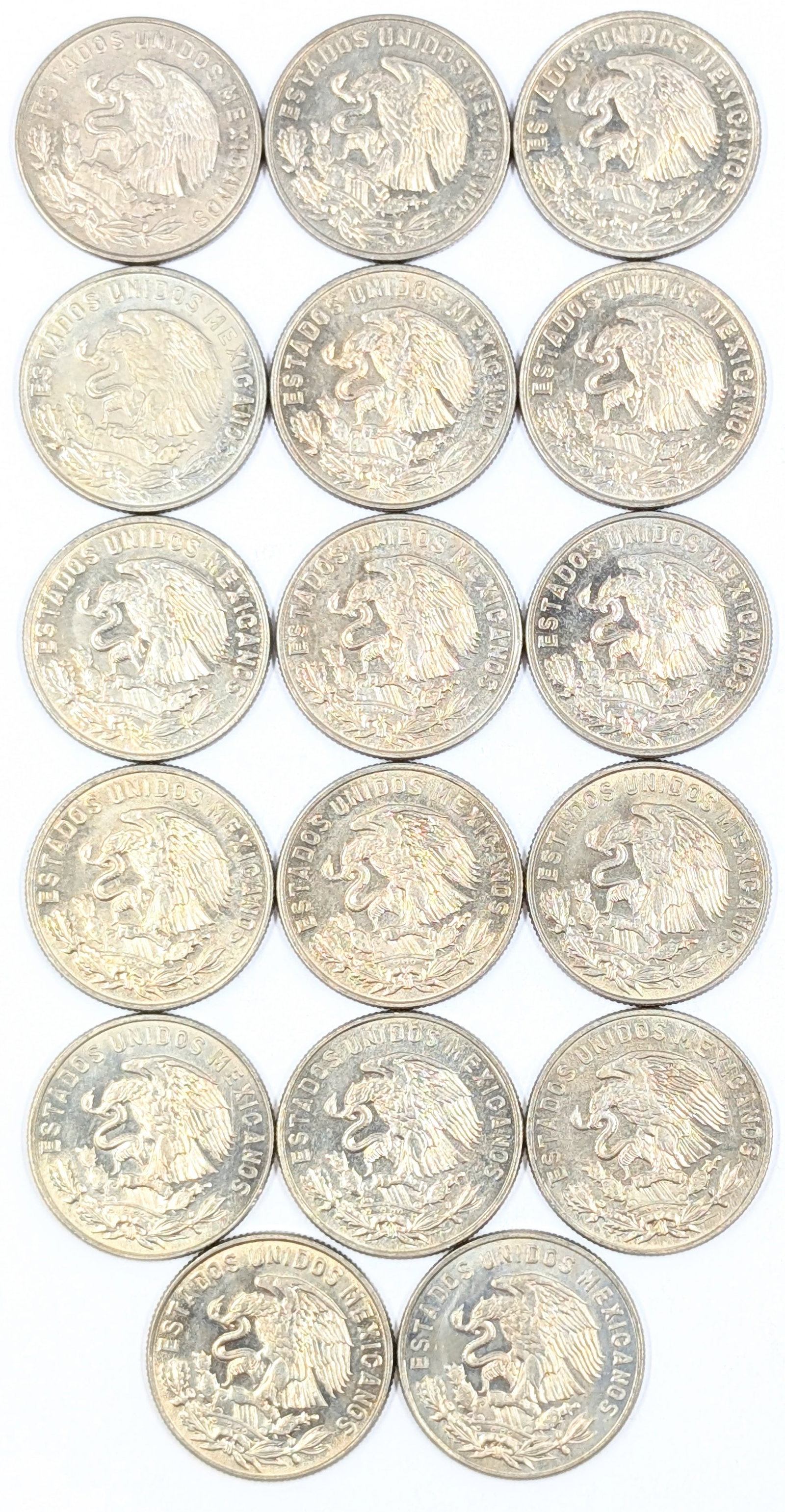 Lot of 17 Mexican Cincuenta Centavos Coins- 1964-1966 - 2