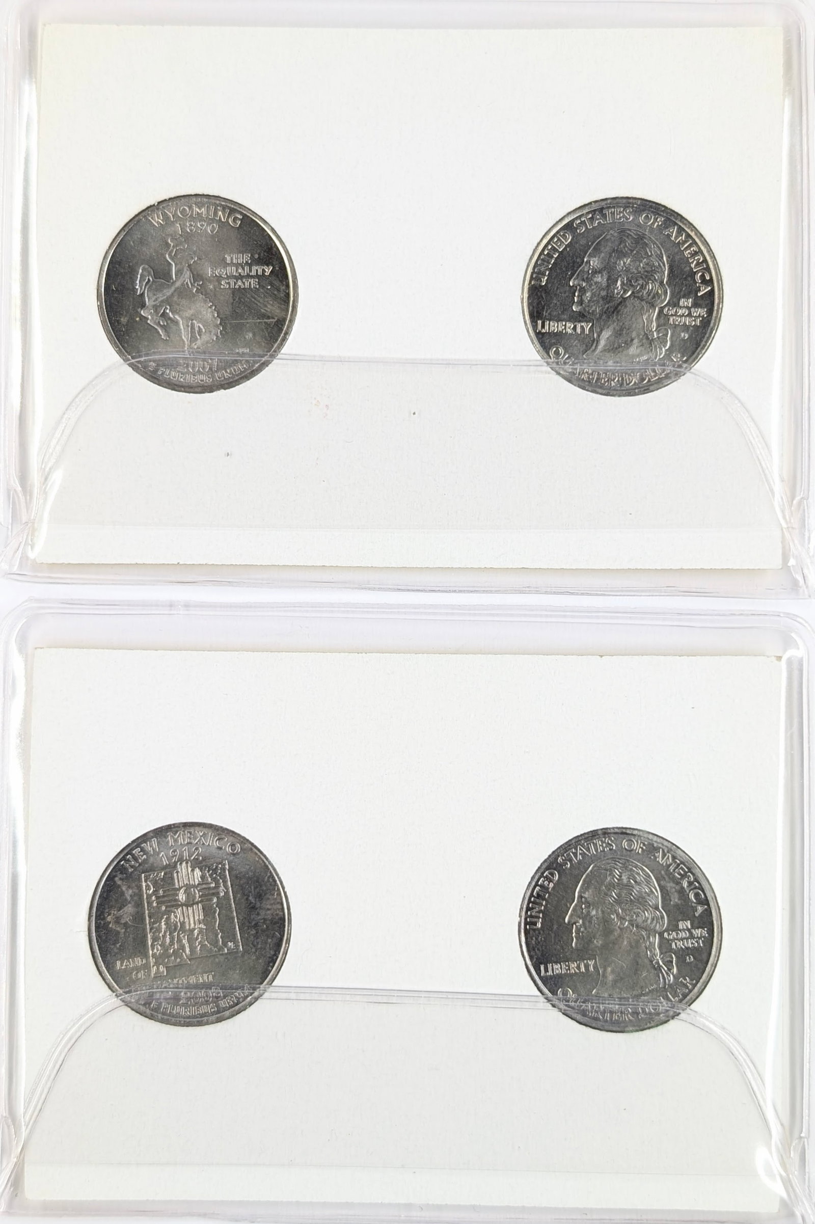 Lot of 2 State Quarter Sets - 2007 P/D Wyoming & 2008 P/D New Mexico - 2