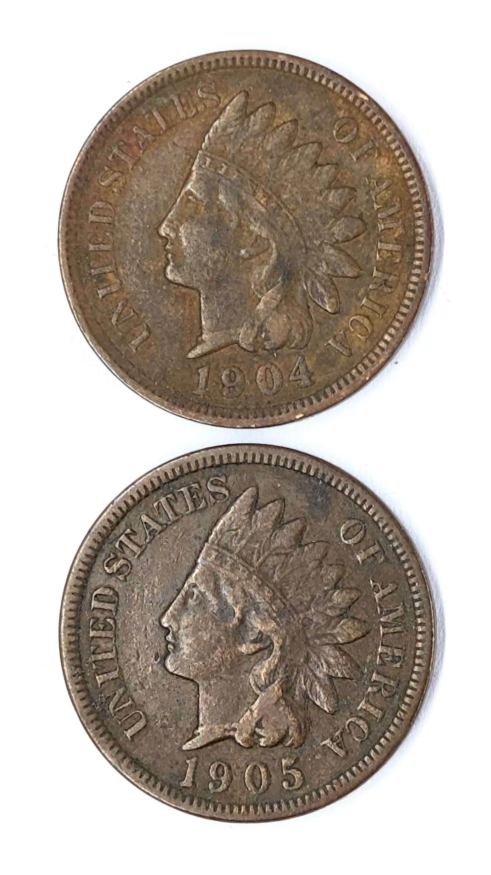 Lot of 2 Indian Head Cents - 1904, 1905 (1 of 2)