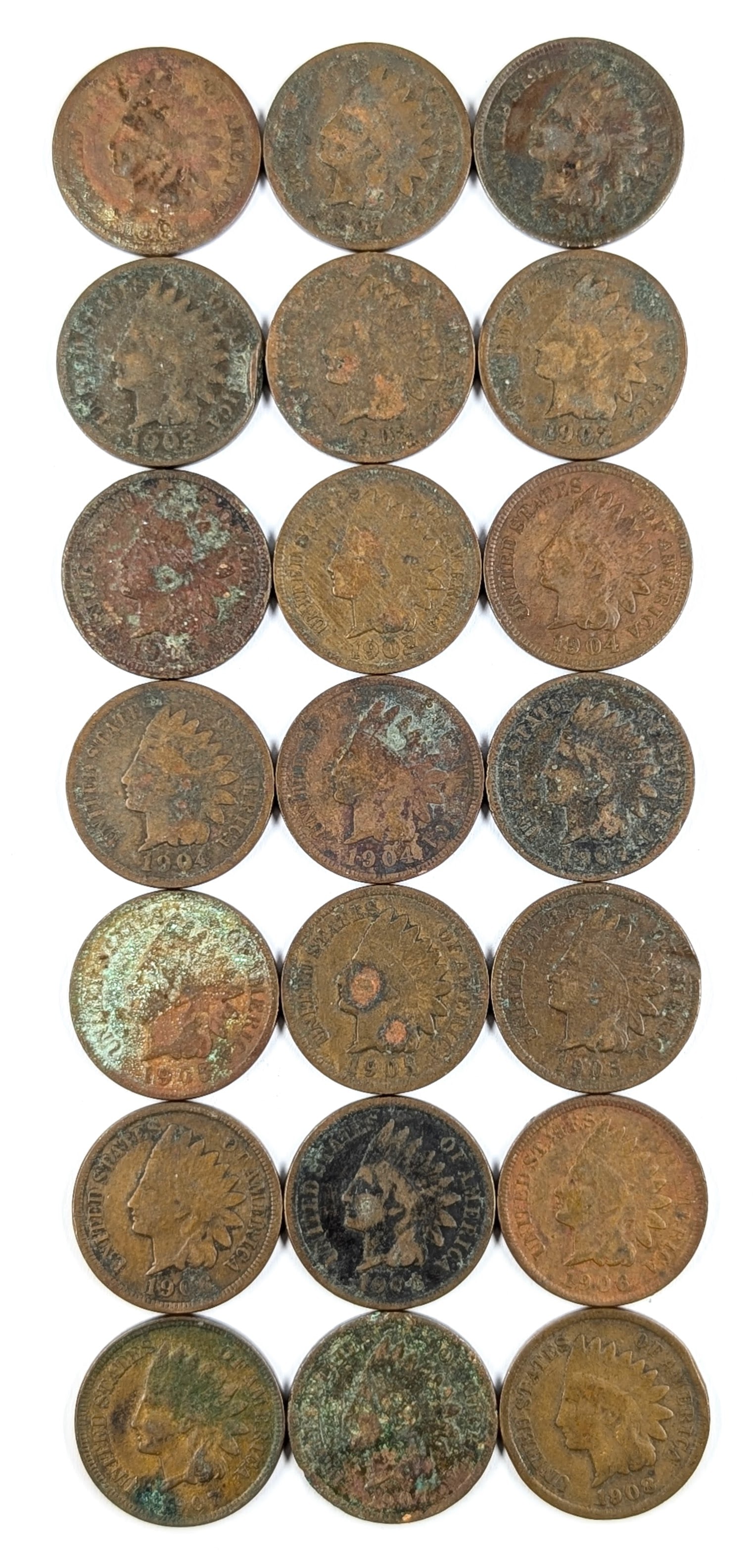 Lot of 21 Indian Head Cents (1 of 2)