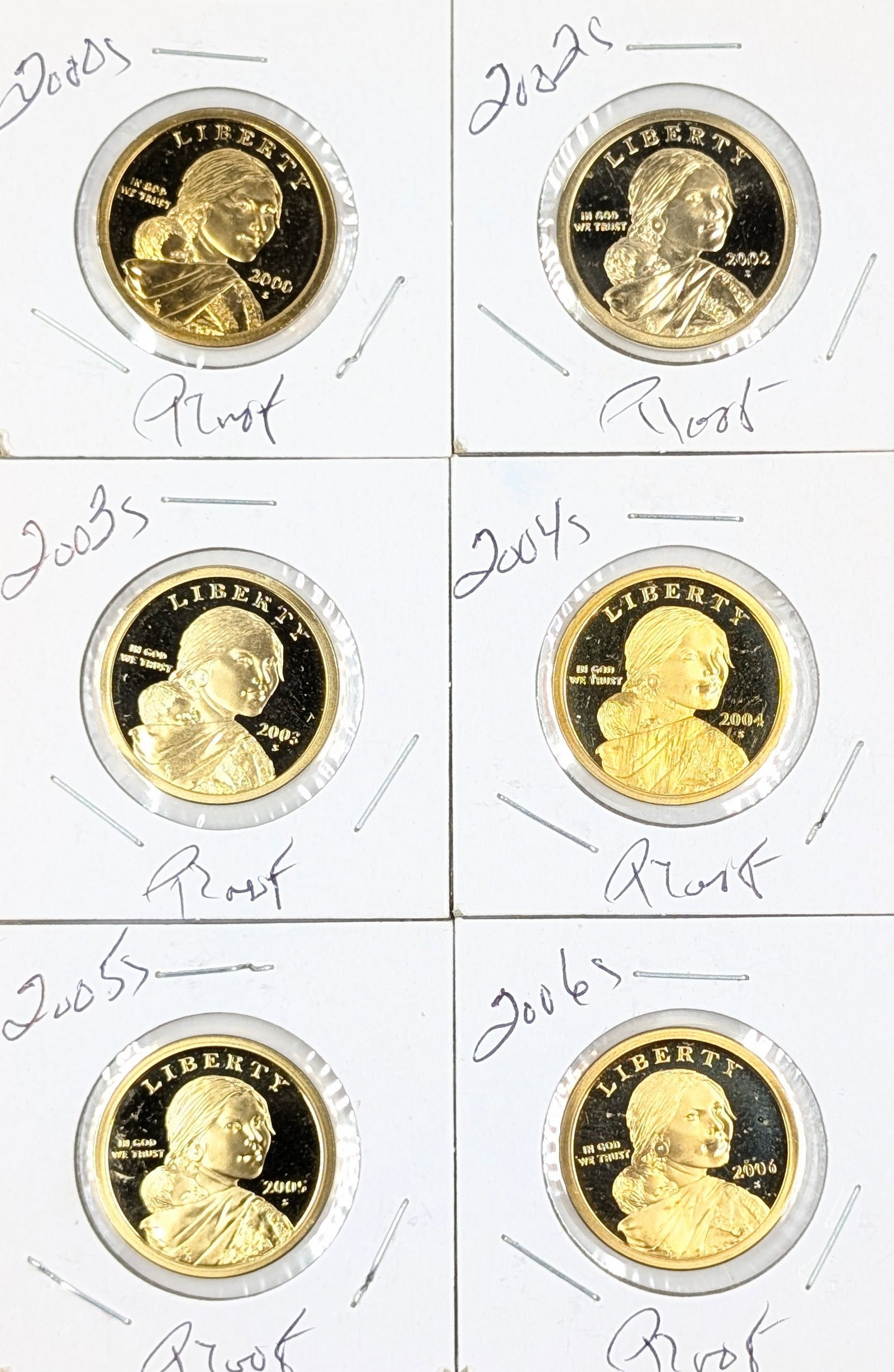 Lot of 6 Sacagawea Dollars - 2000-2006 - All Proofs: Coin