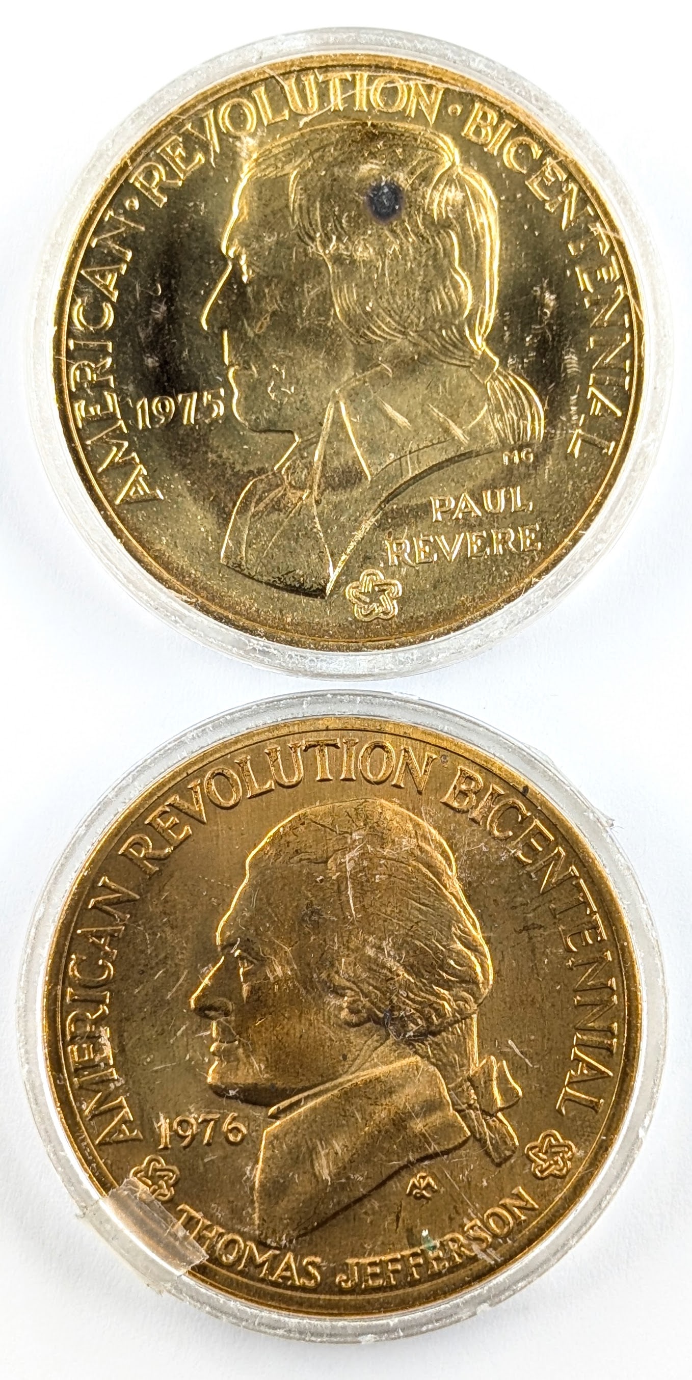 Lot of 2 American Revolution Bicentennial Bronze Medals- 1975, 1976: Coin