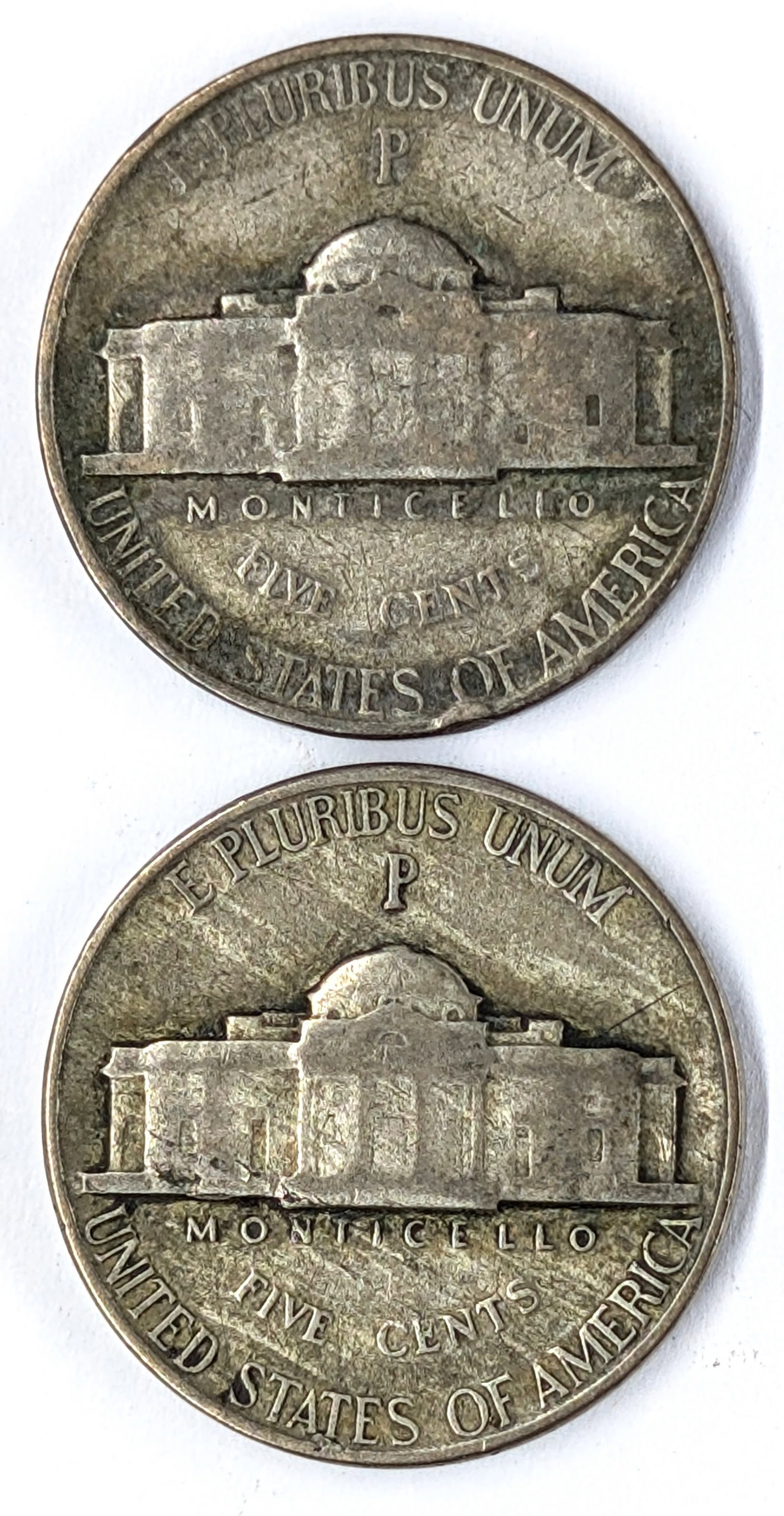 Lot of 2 Silver War Nickels - 1944, 1945 - 2