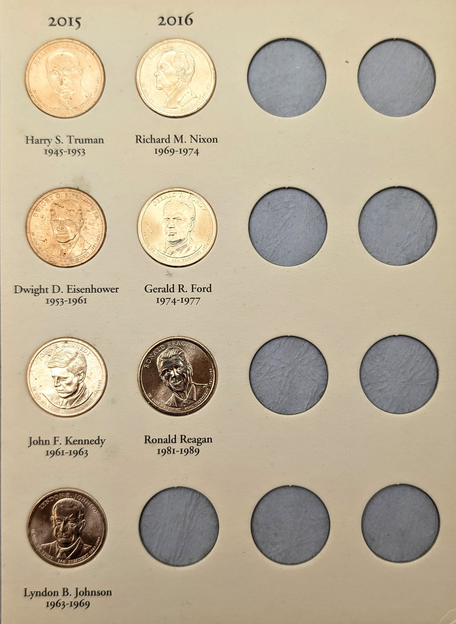 Littleton Presidential Dollars 2007-2016 Coin Book w/ 39 Presidential Dollars - 5