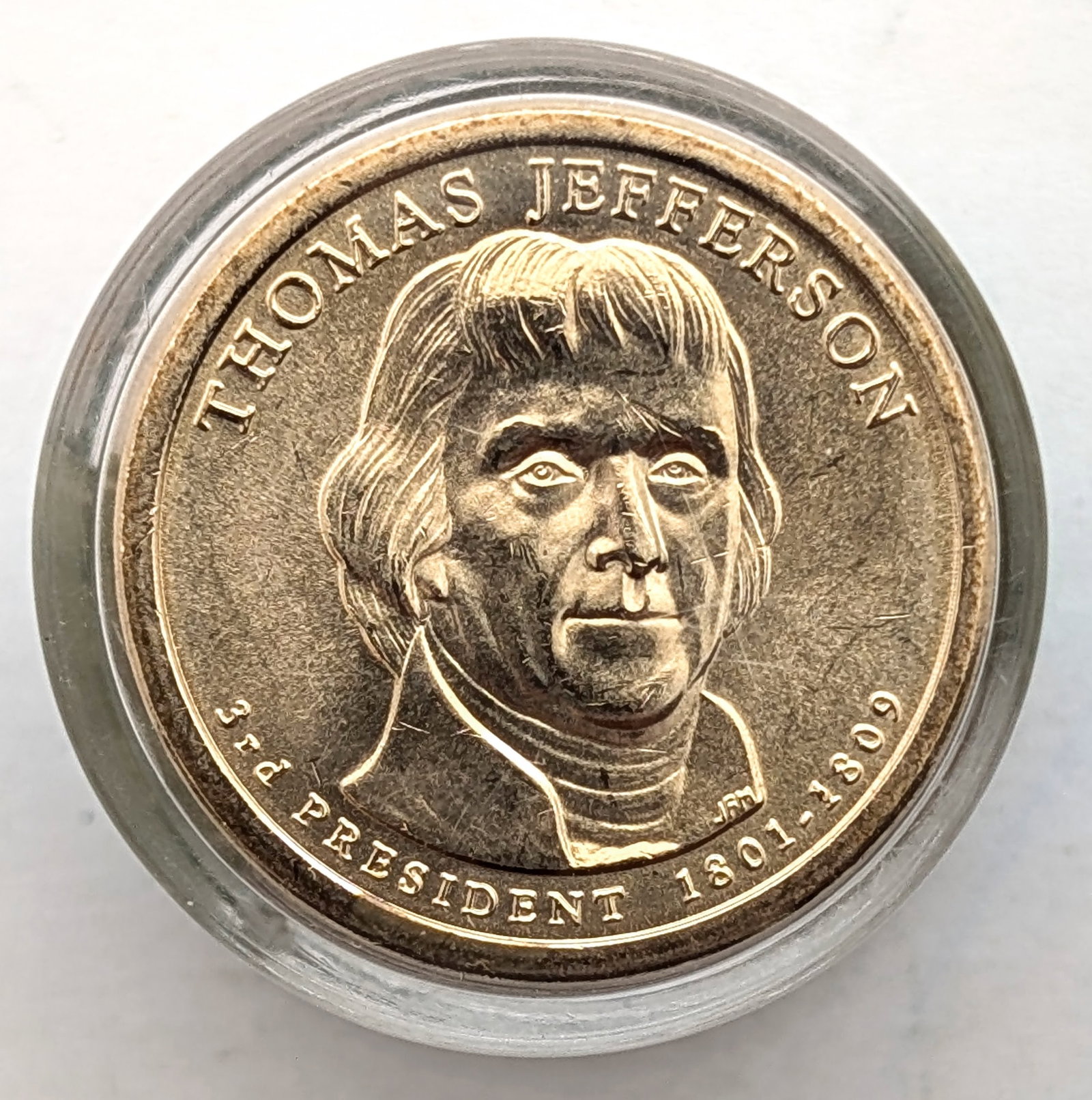 Tube of 12 Uncirculated Thomas Jefferson Presidential Dollars- By Danbury Mint - 3