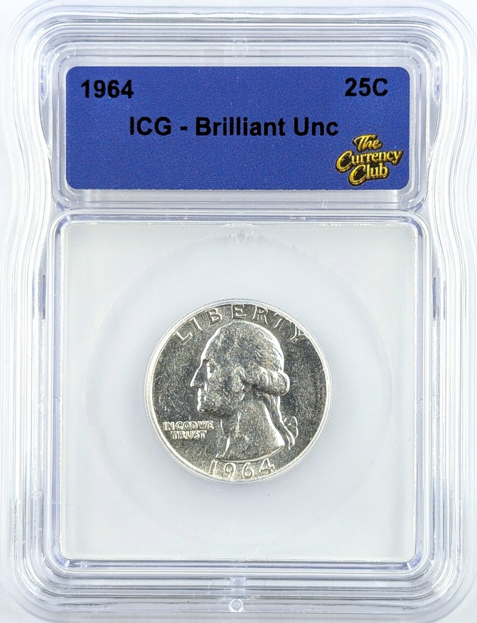 ICG 1964 BU Silver Washington Quarter: Silver