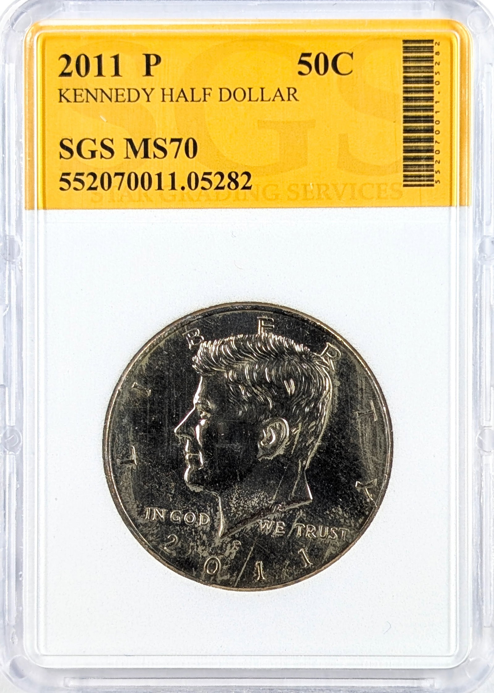 SGS 2011 MS 70 John F. Kennedy Half Dollar: Coin