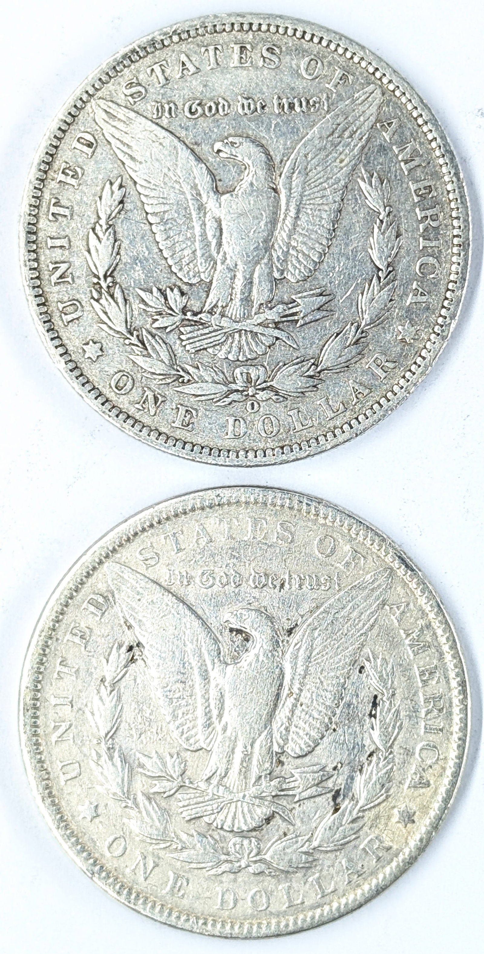 Lot of 2 Morgan Silver Dollars- 1890-O, 1891 - 2