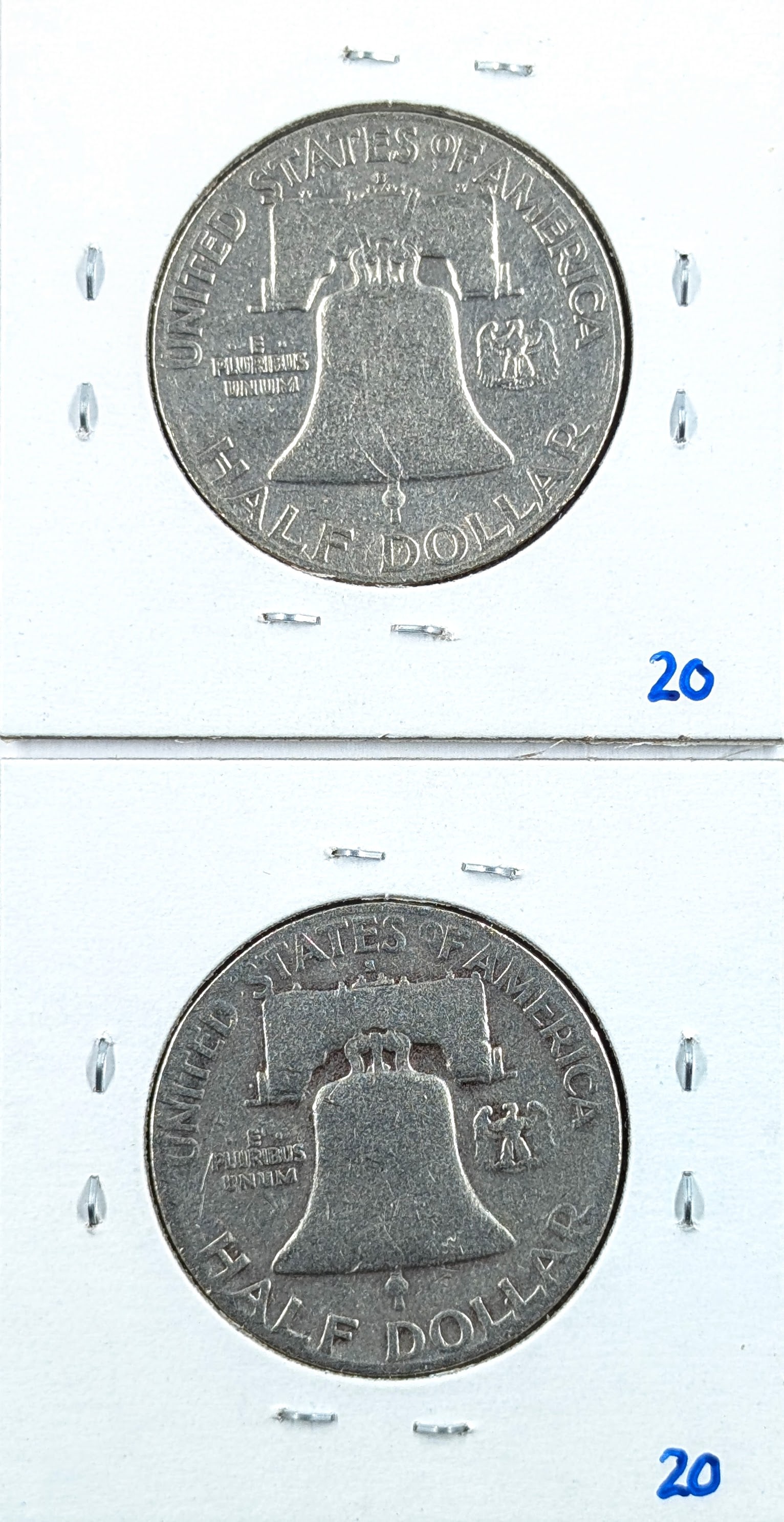 Lot of 2 Silver Franklin Half Dollars- 1949 D/S - 2