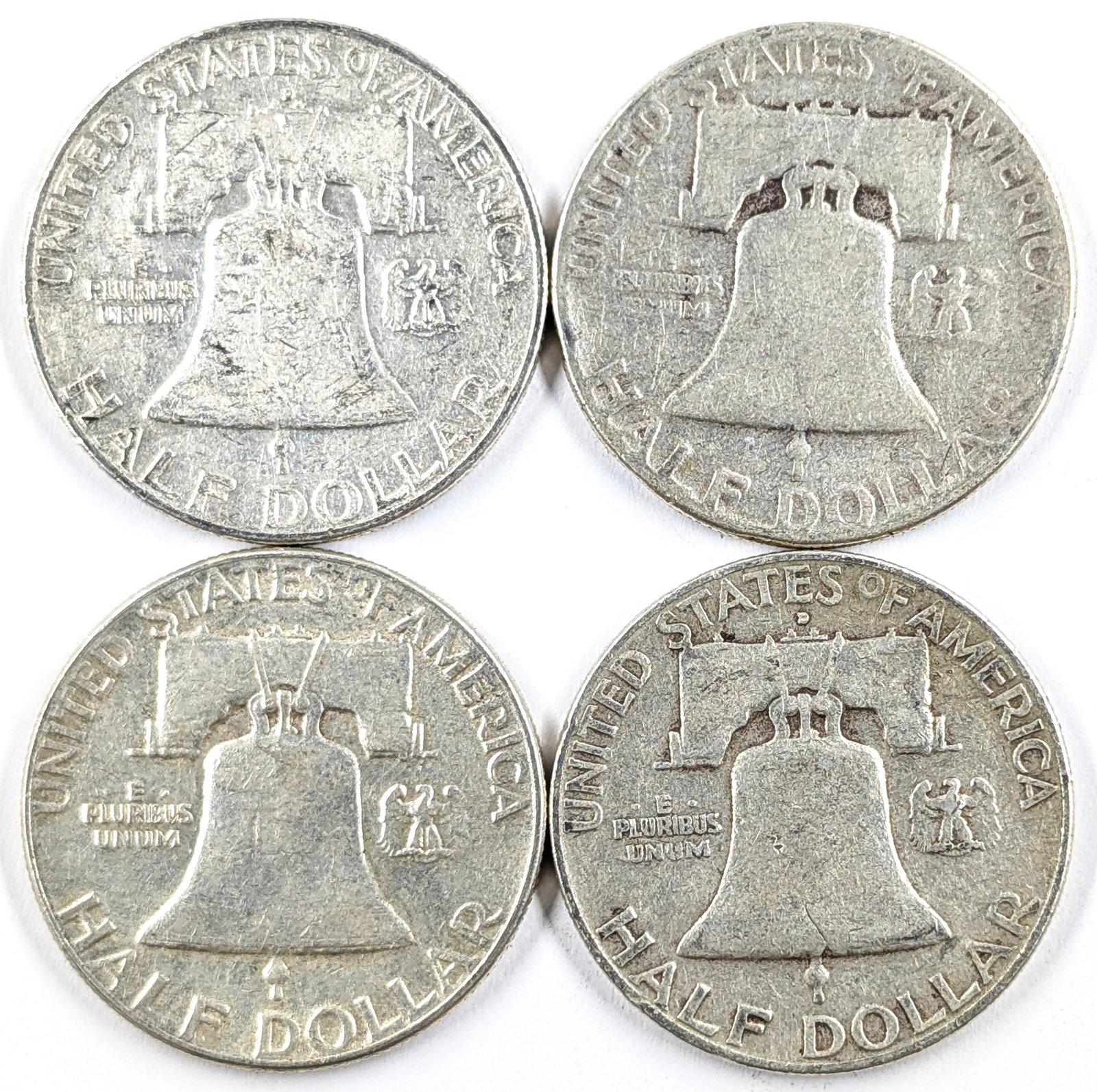 Lot of 4 Silver Franklin Half Dollars- 1951-1957 - 2