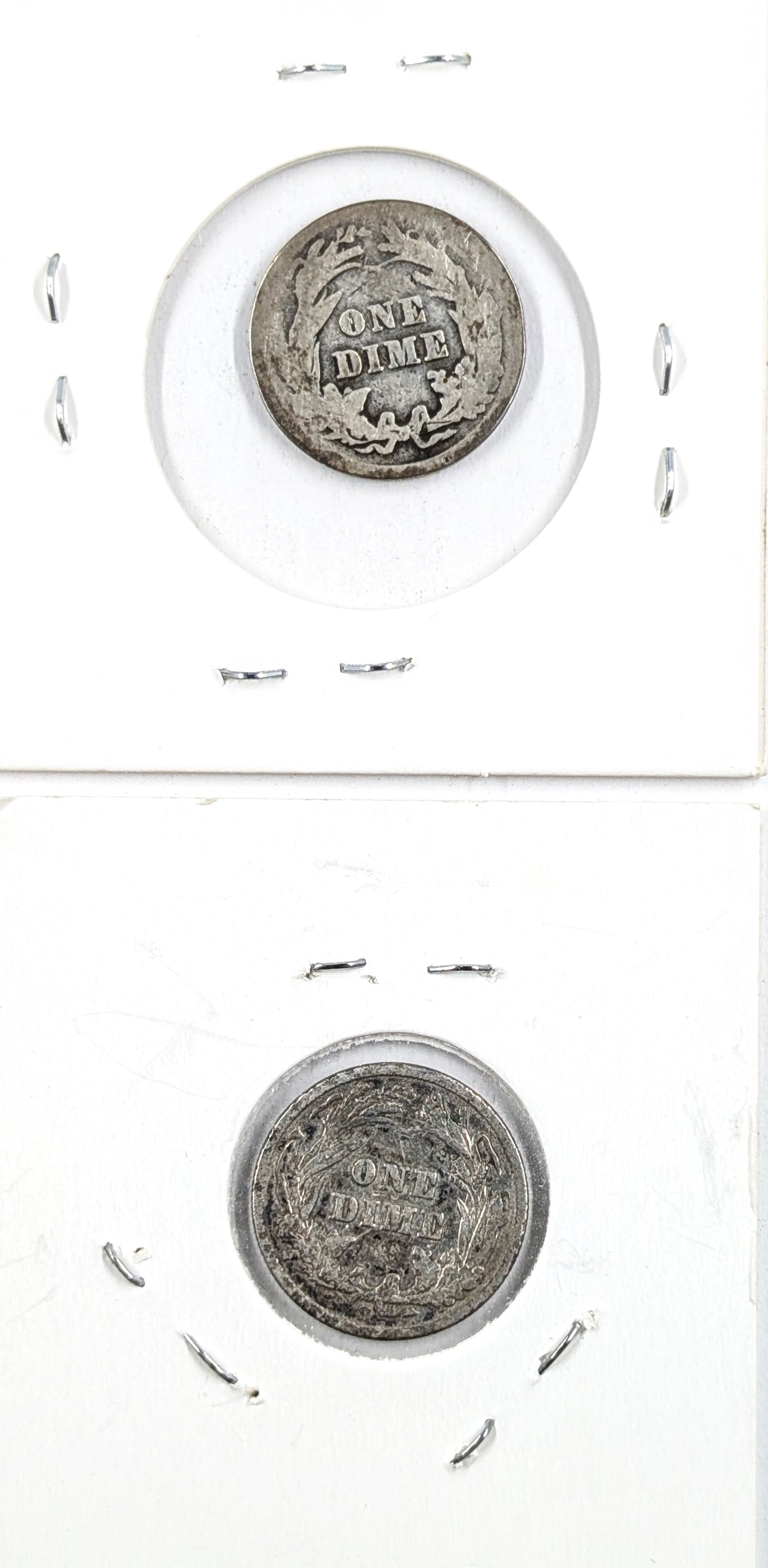 Lot of 2 Silver Barber Dimes- 1908, 1911-S - 2