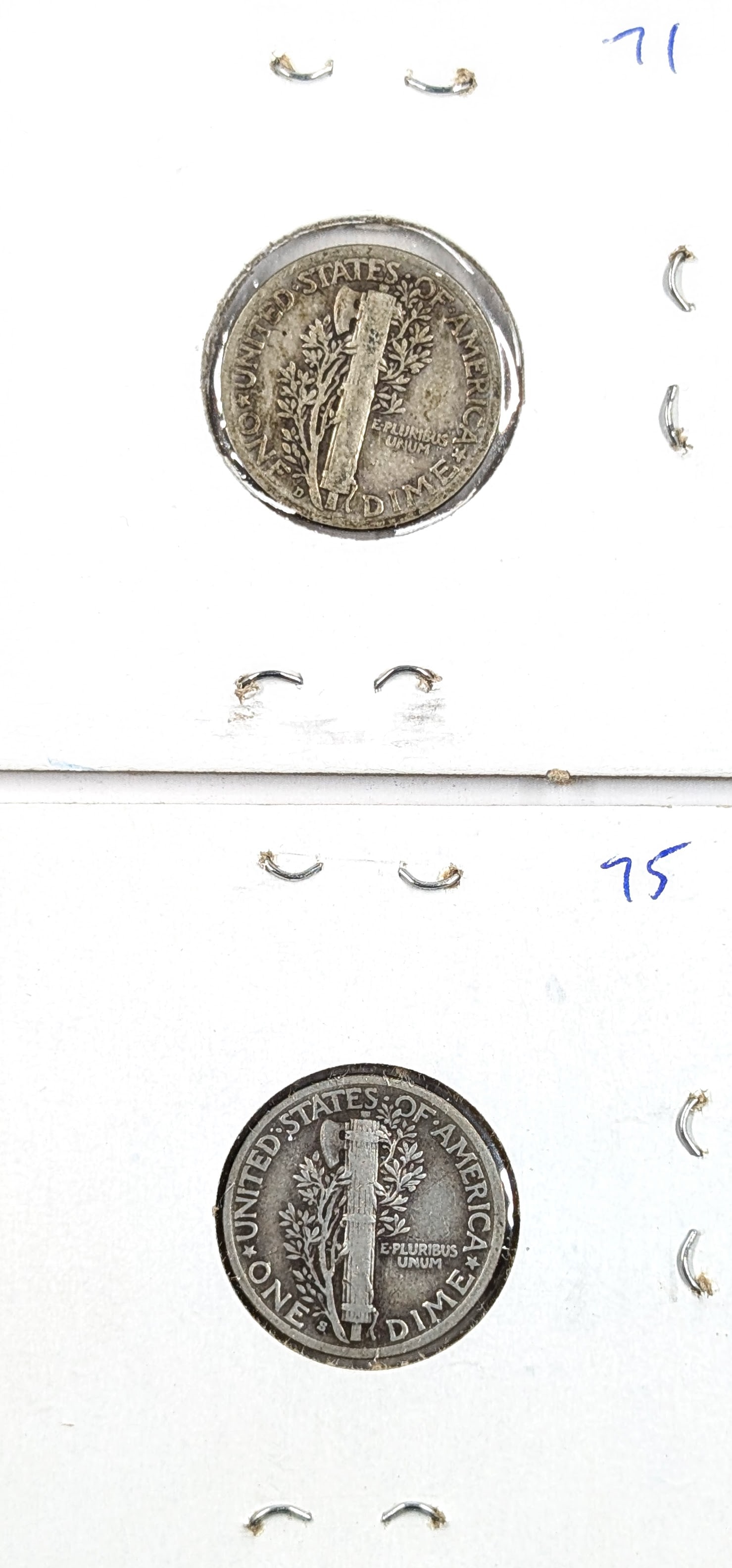 Lot of 2 Silver Mercury Dimes- 1937 D/S - 2