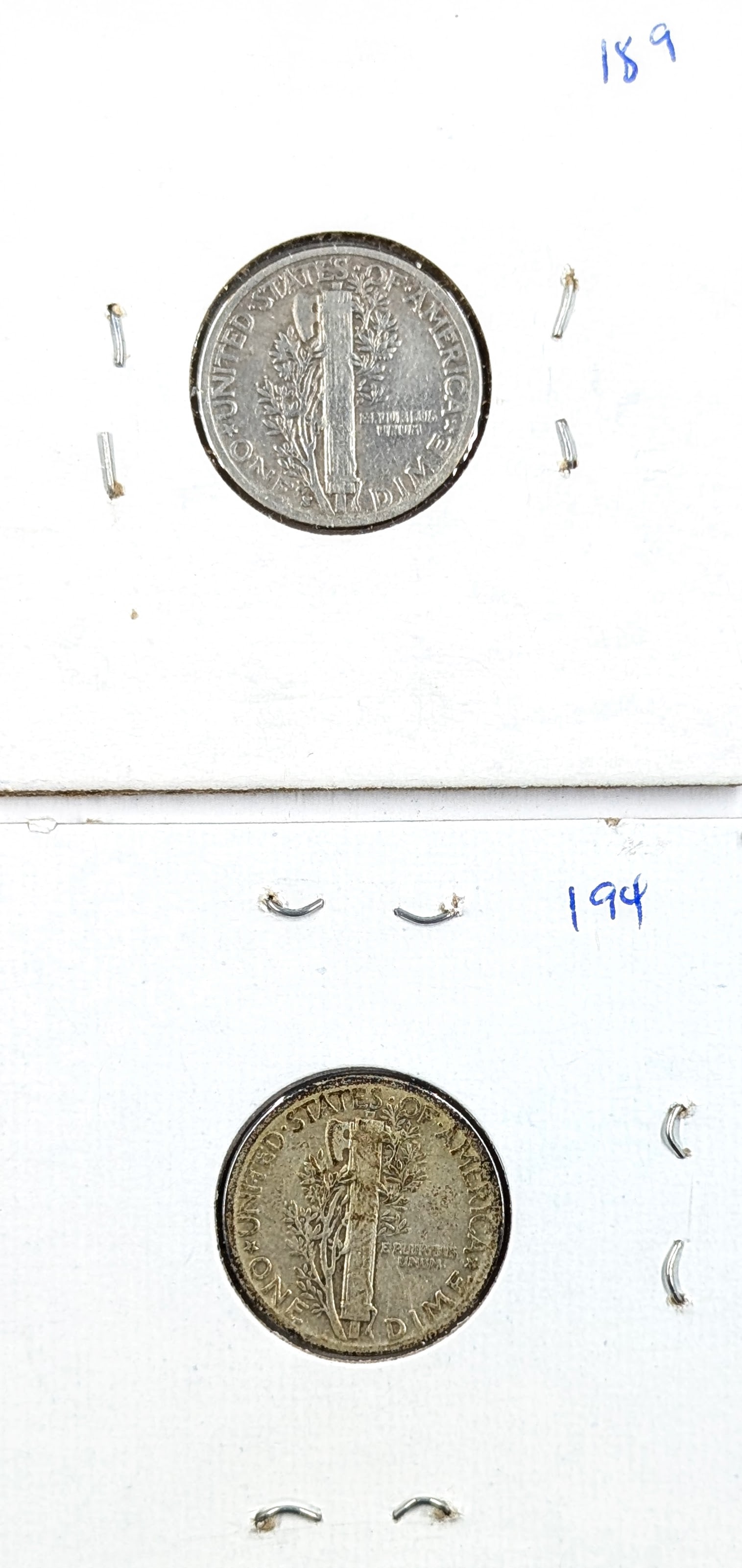 Lot of 2 Silver Mercury Dimes- 1944-S, 1945 - 2