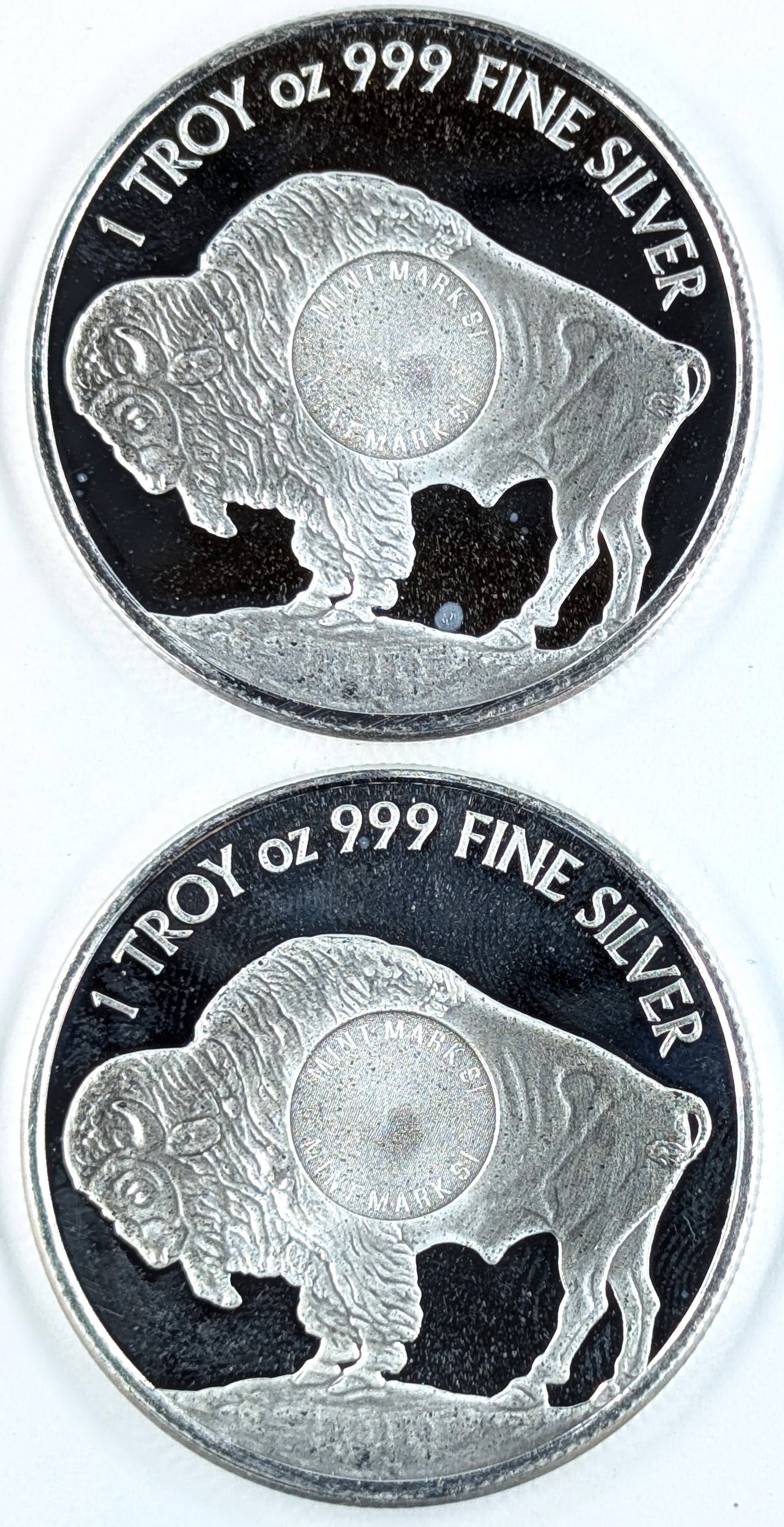 Lot of 2- 1 Ounce Fine .999 Silver Rounds- Buffalo - 2