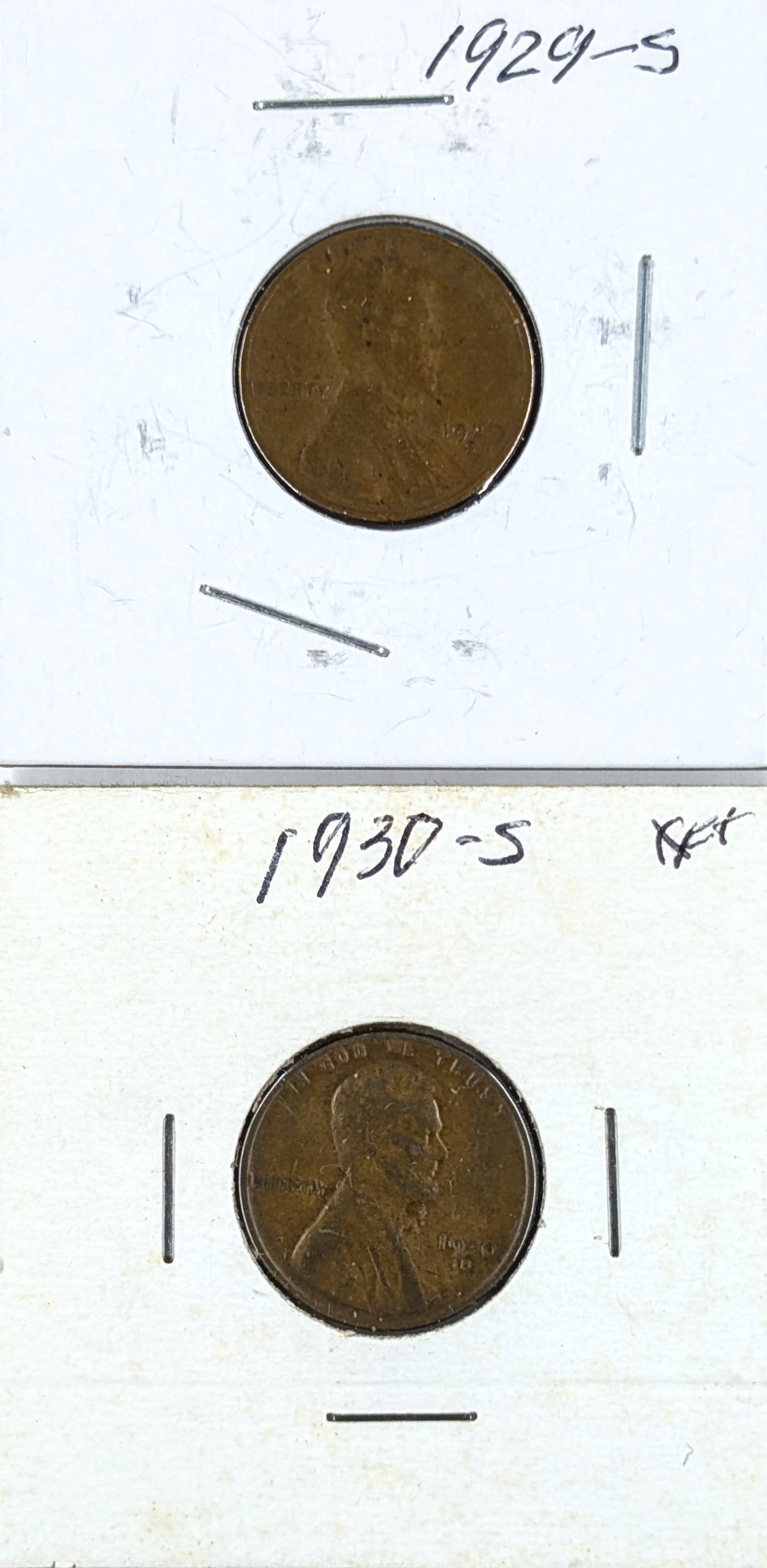 Lot of 2 Wheat Cents- 1929-S, 1930-S: Coin
