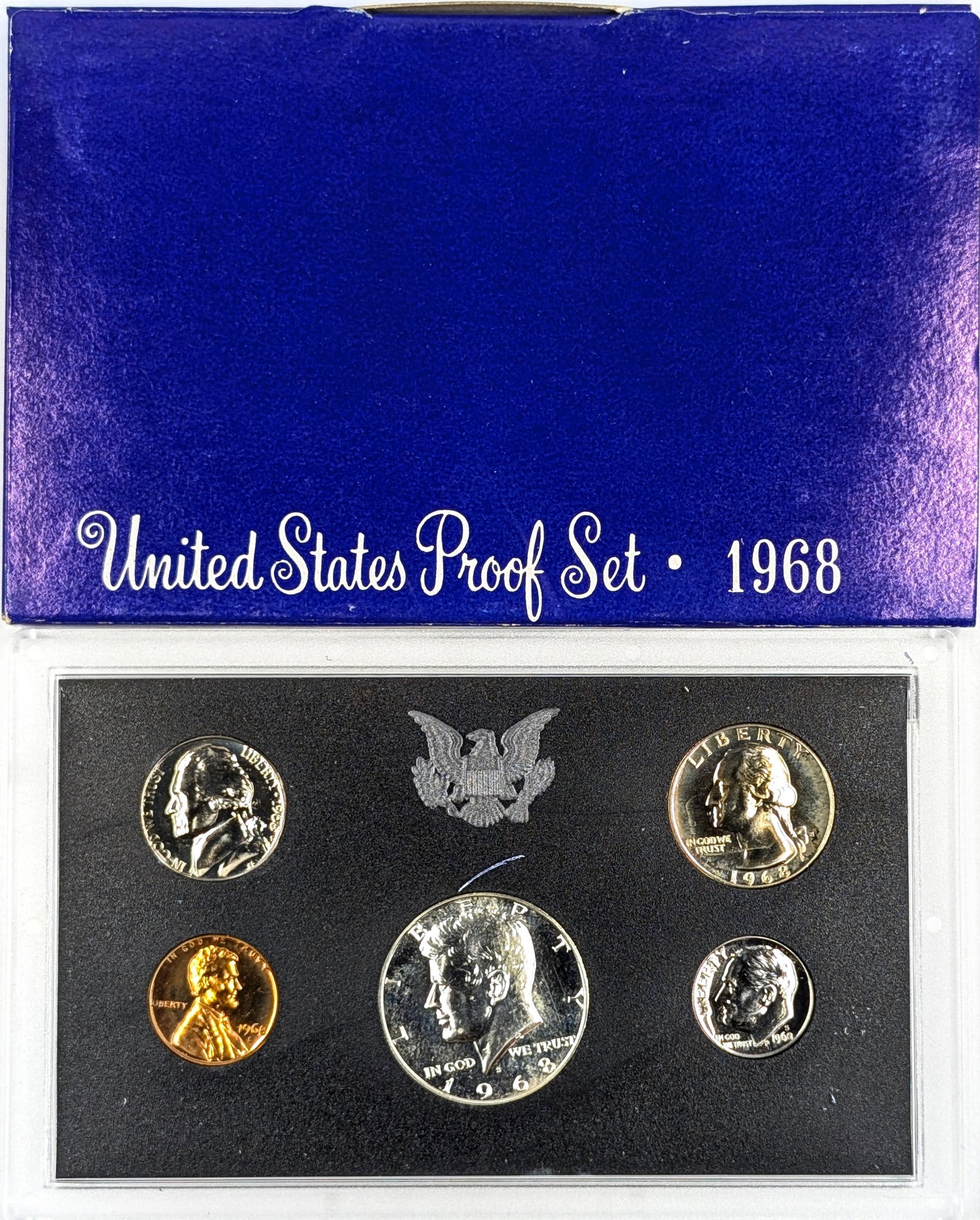 1968 US Mint Proof Set w/ Silver JFK Half: 40% Silver